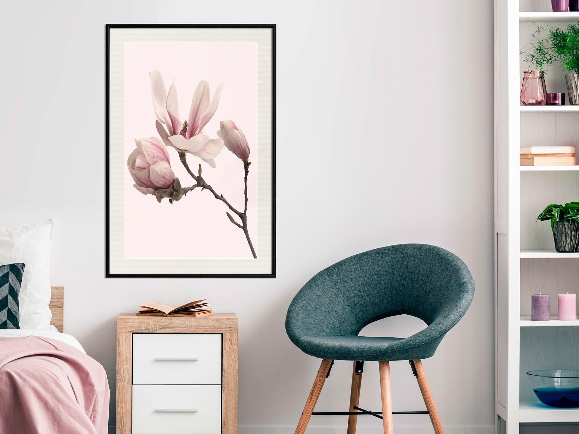 

Plakat - Kwitnące magnolie II (rozmiar 30x45, wykończenie Rama czarna z passe-partout)