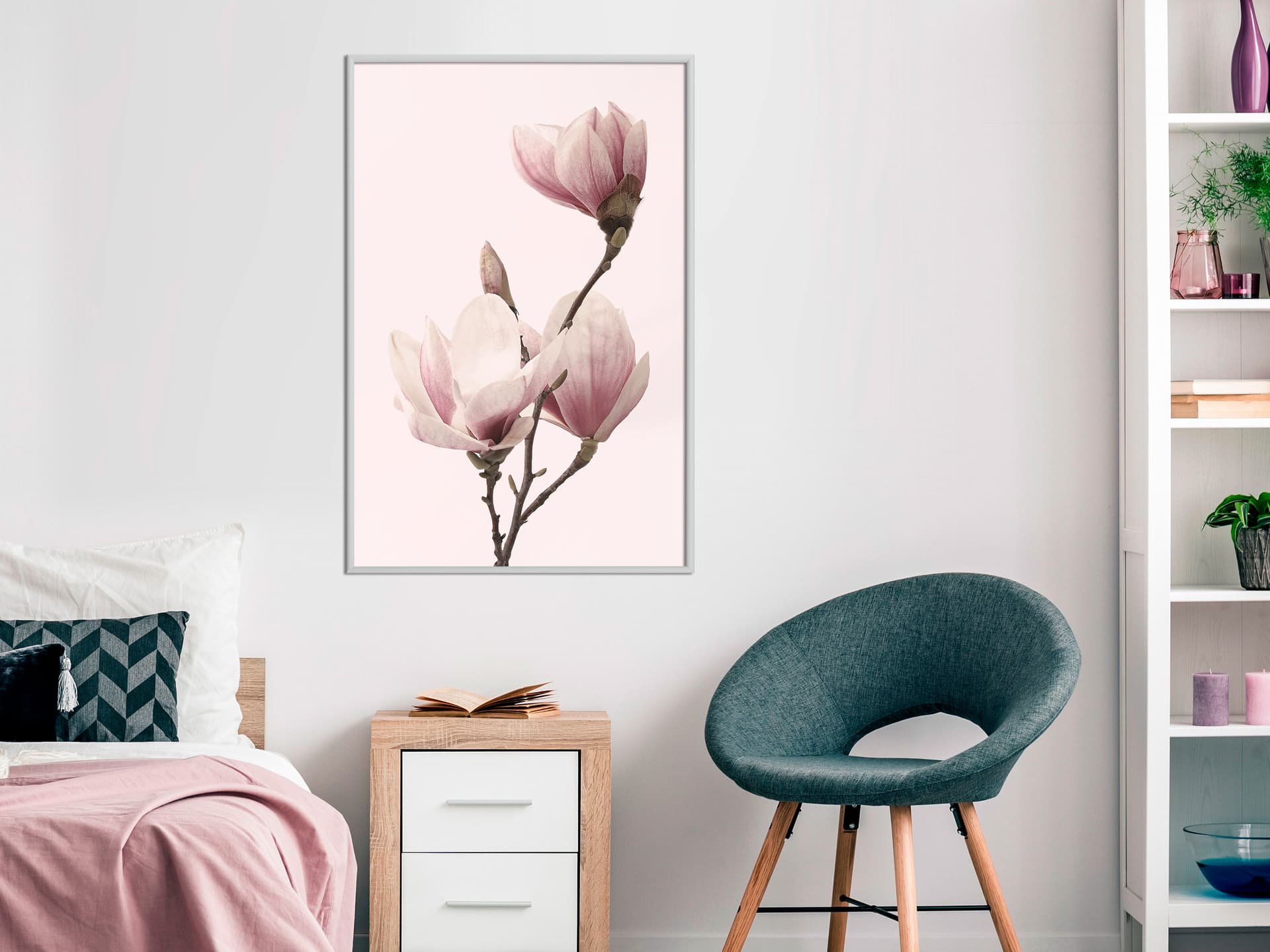 

Plakat - Kwitnące magnolie III (rozmiar 20x30, wykończenie Rama biała)