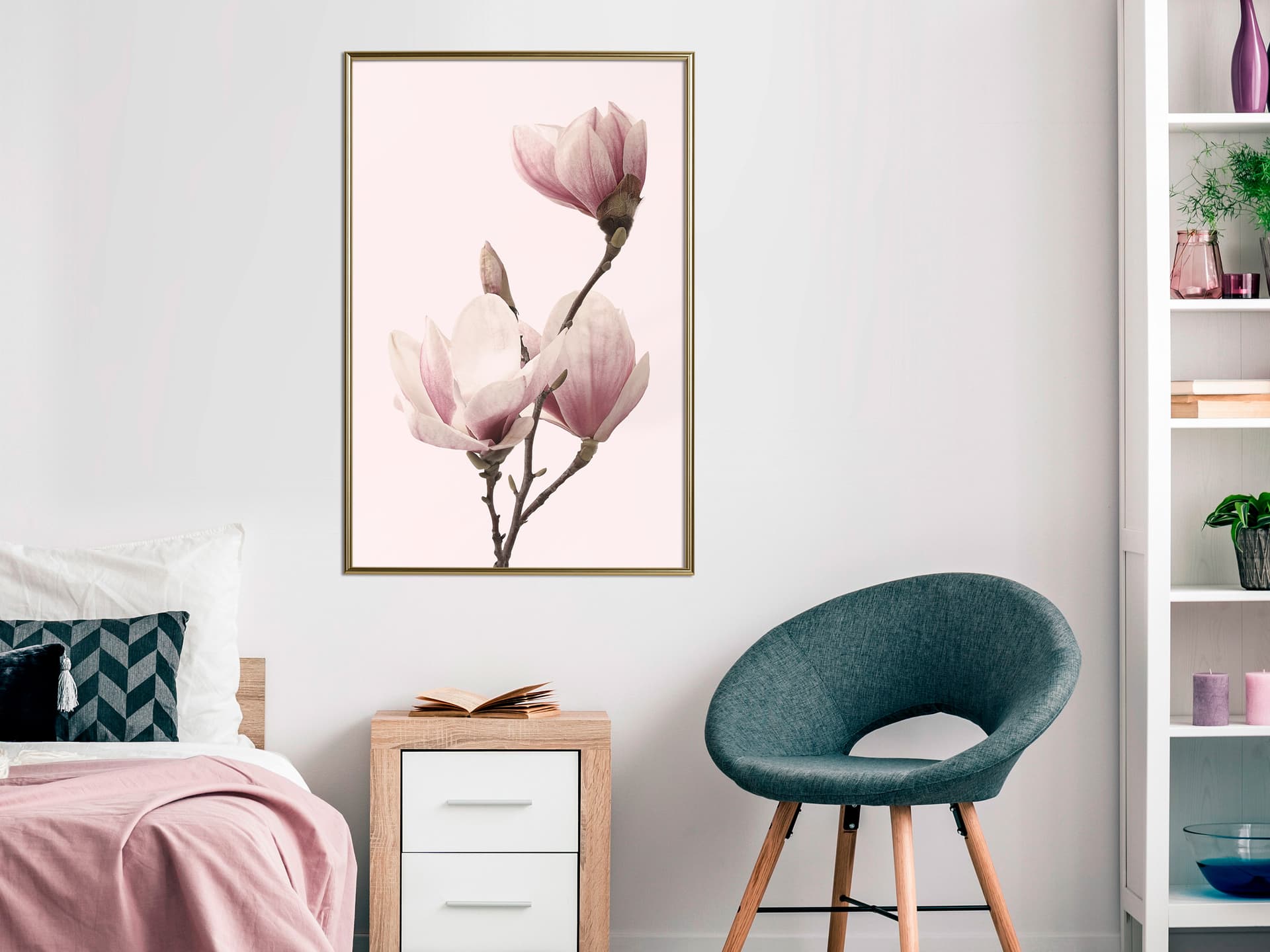 

Plakat - Kwitnące magnolie III (rozmiar 20x30, wykończenie Rama złota)
