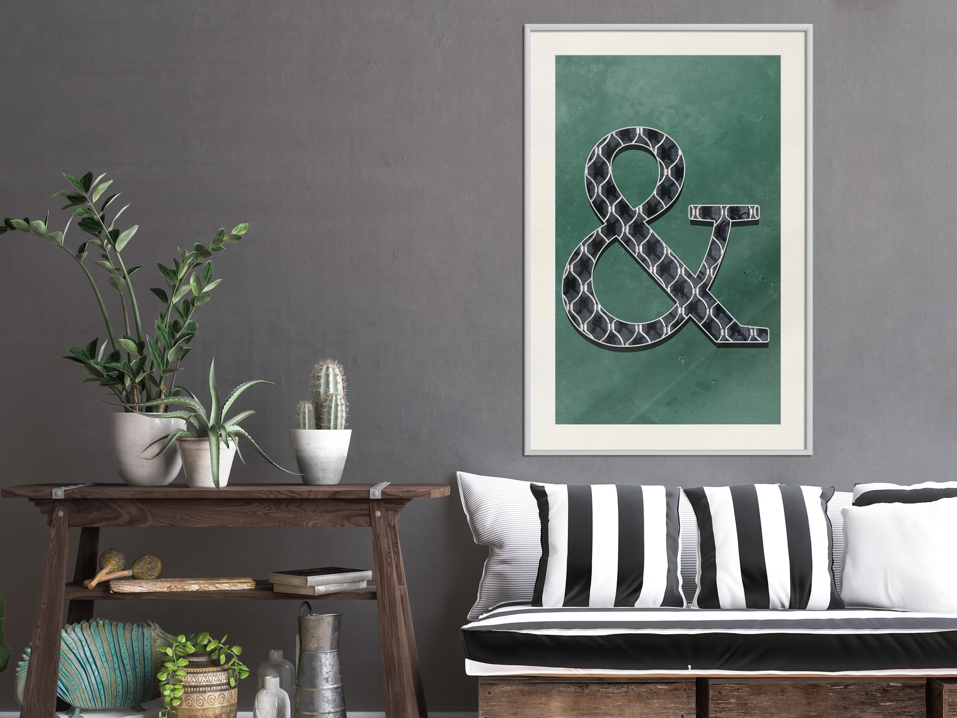 

Plakat - Et na zielonym tle (rozmiar 40x60, wykończenie Rama biała z passe-partout)