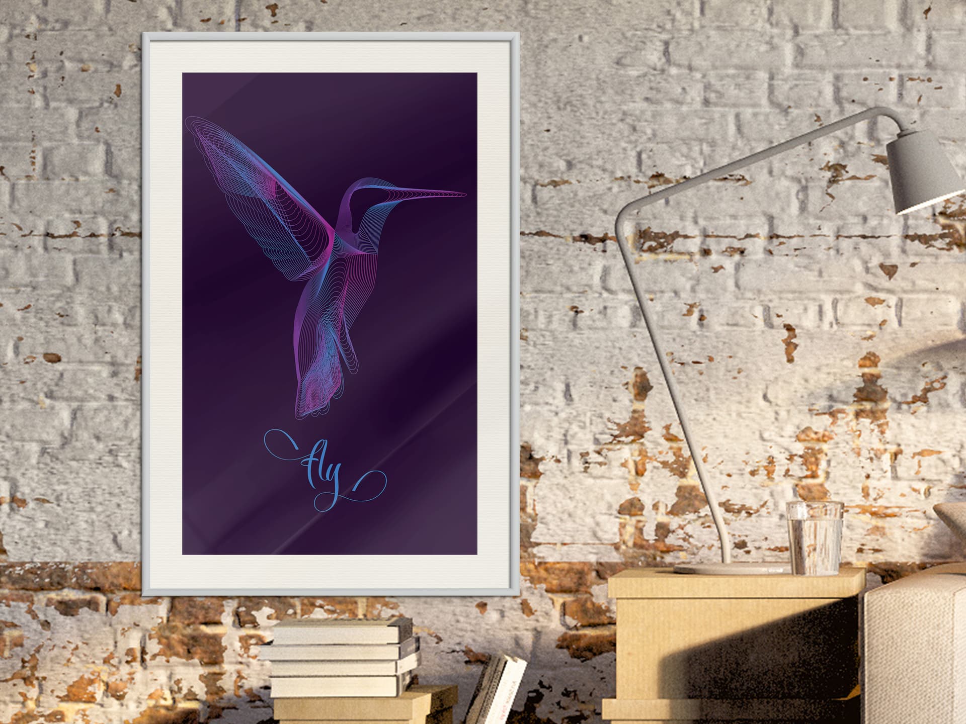 

Plakat - Fluorescencyjny koliber (rozmiar 20x30, wykończenie Rama biała z passe-partout)