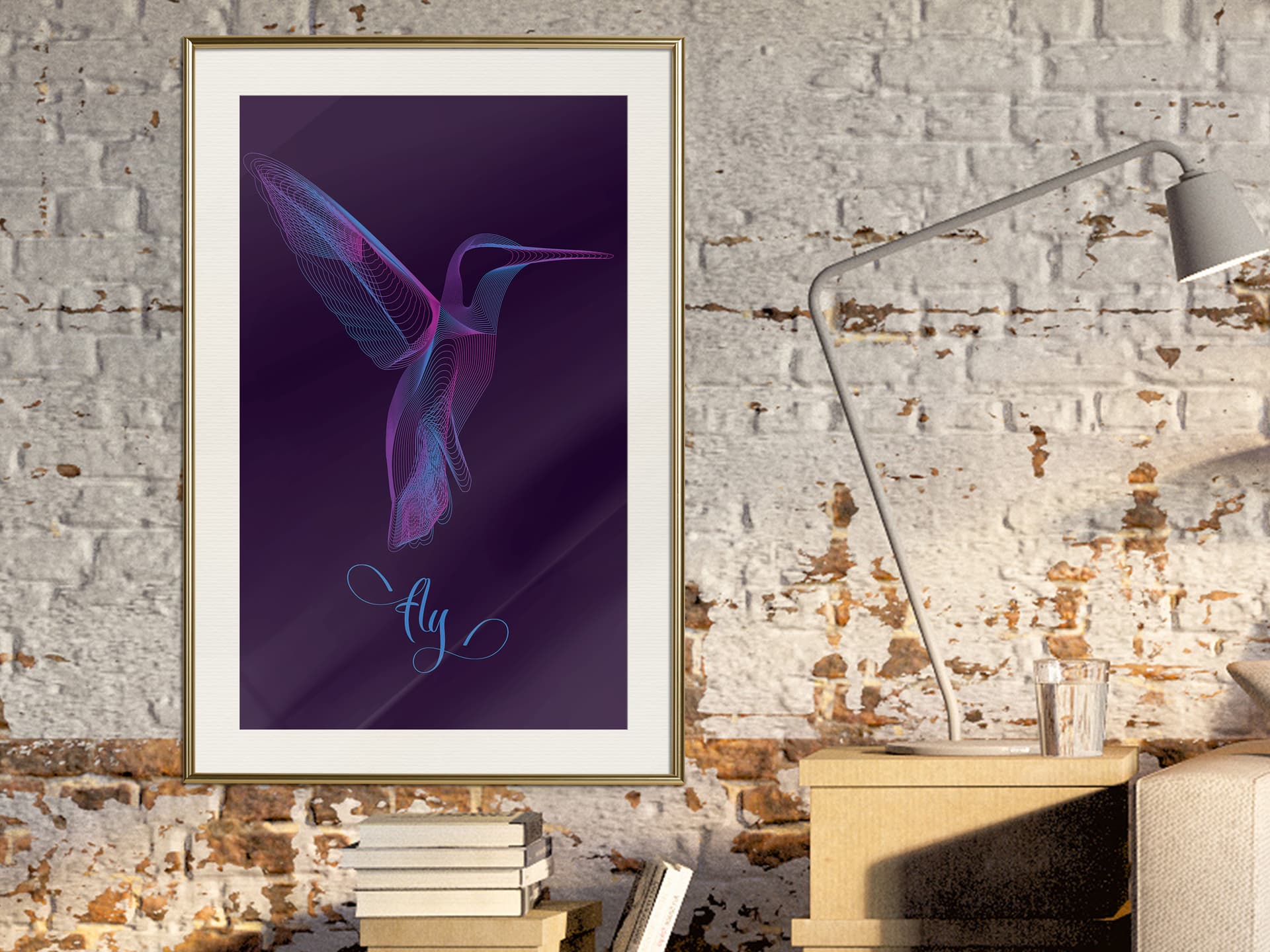 

Plakat - Fluorescencyjny koliber (rozmiar 40x60, wykończenie Rama złota z passe-partout)