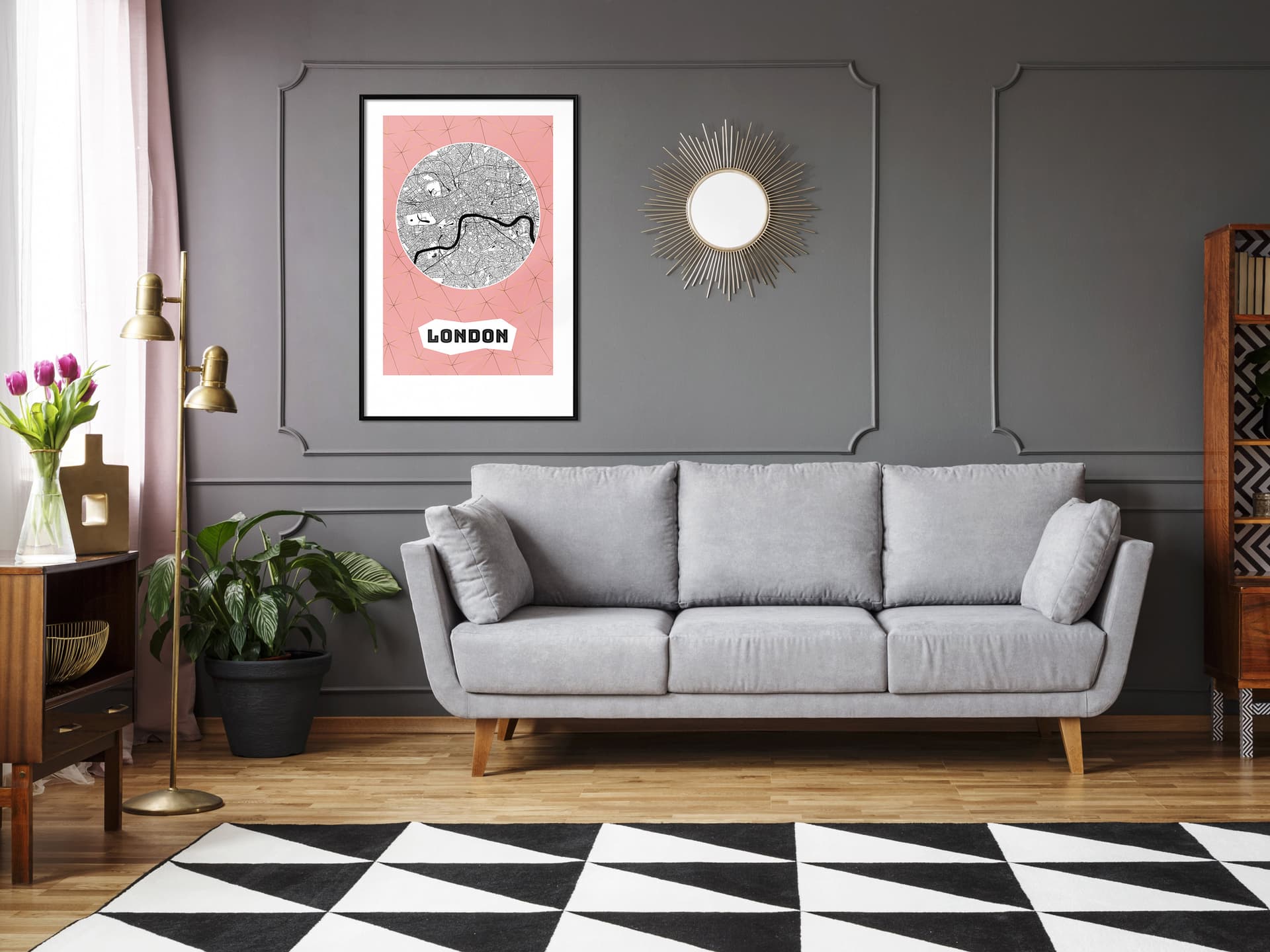 

Plakat - Plan miasta: Londyn (różowy) (rozmiar 30x45, wykończenie Rama czarna)