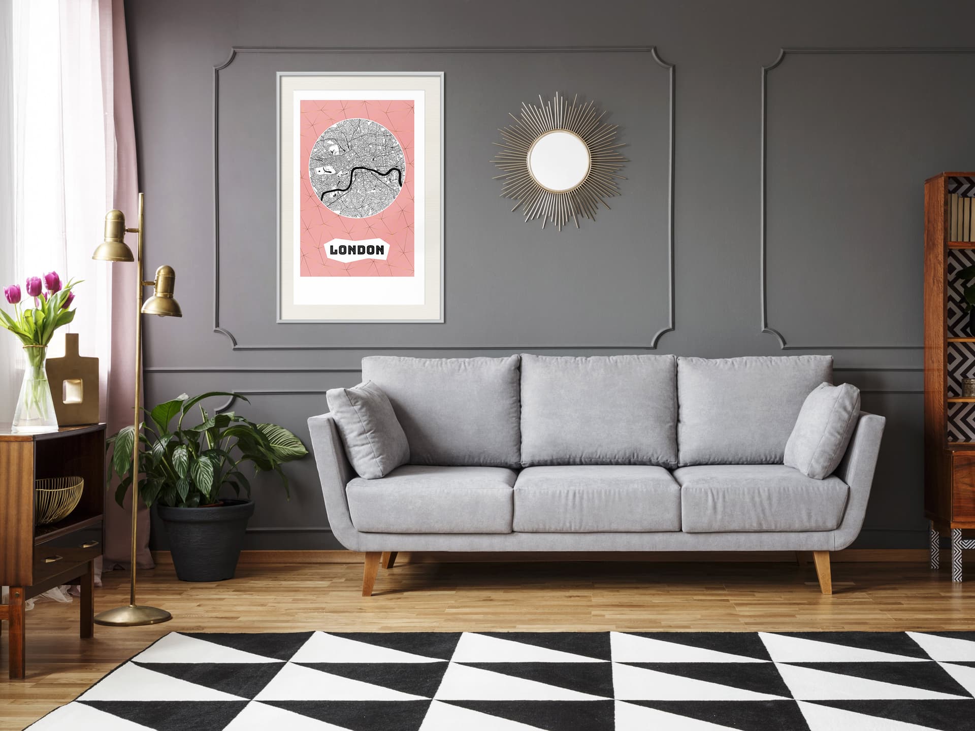 

Plakat - Plan miasta: Londyn (różowy) (rozmiar 40x60, wykończenie Rama biała z passe-partout)
