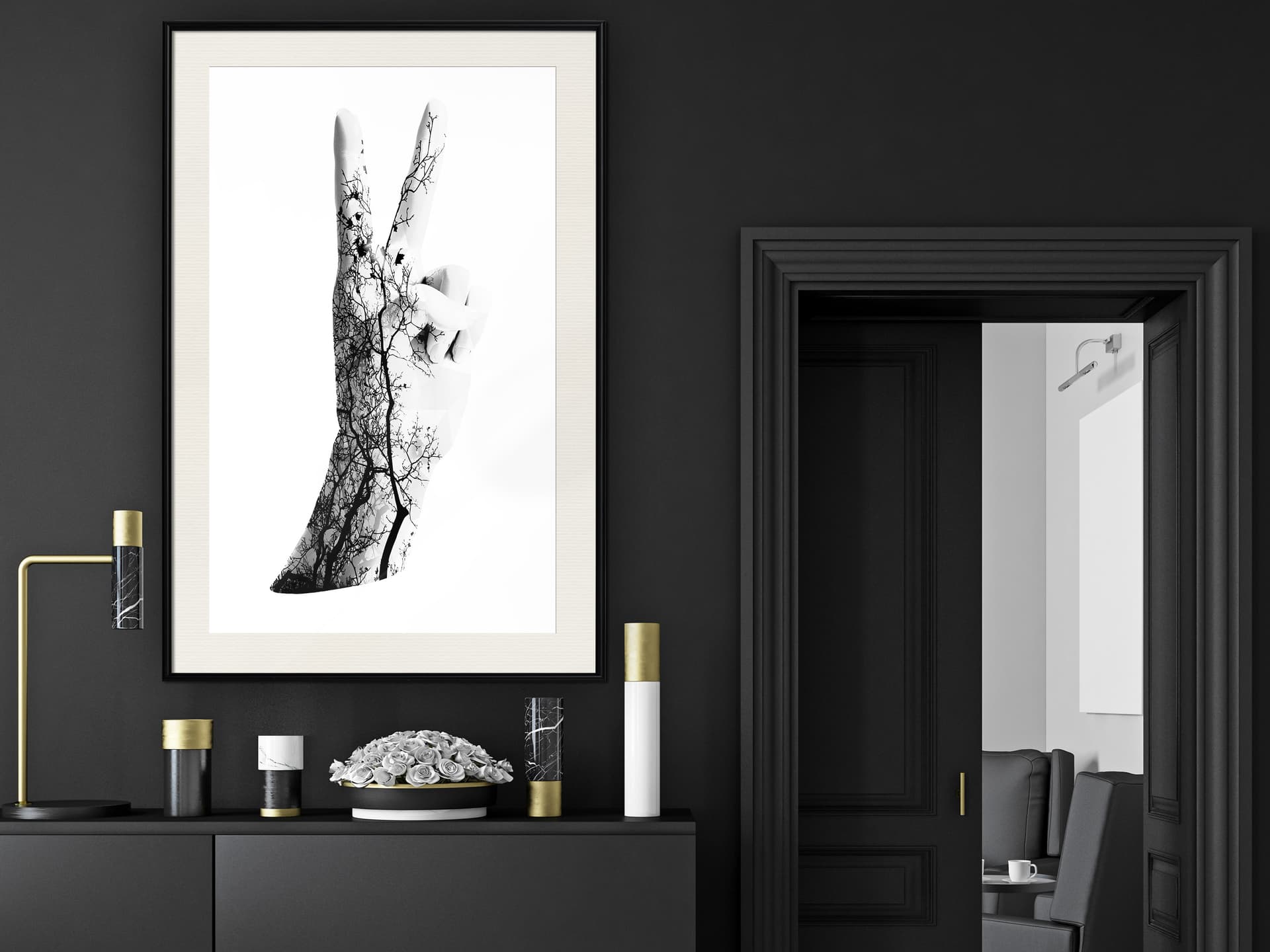 

Plakat - Pokój (rozmiar 20x30, wykończenie Rama czarna z passe-partout)