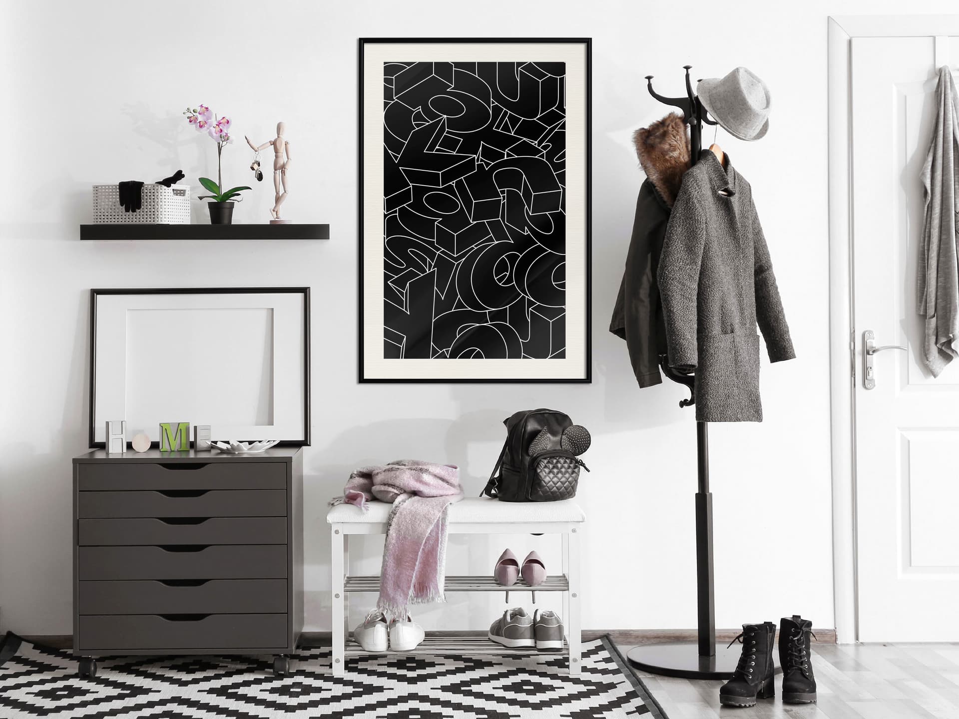 

Plakat - Rozsypane litery (rozmiar 30x45, wykończenie Rama czarna z passe-partout)