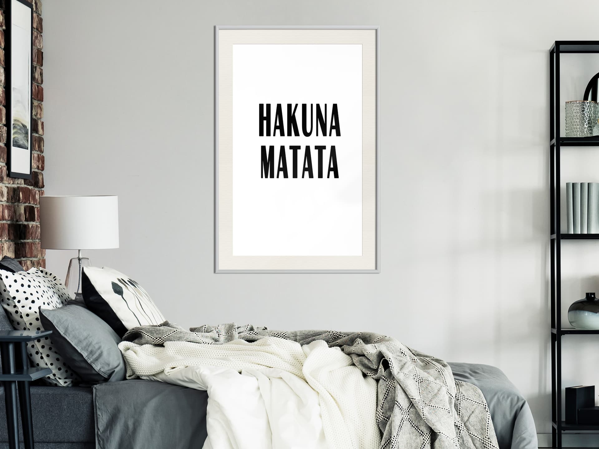 

Plakat - Hakuna Matata (rozmiar 20x30, wykończenie Rama biała z passe-partout)