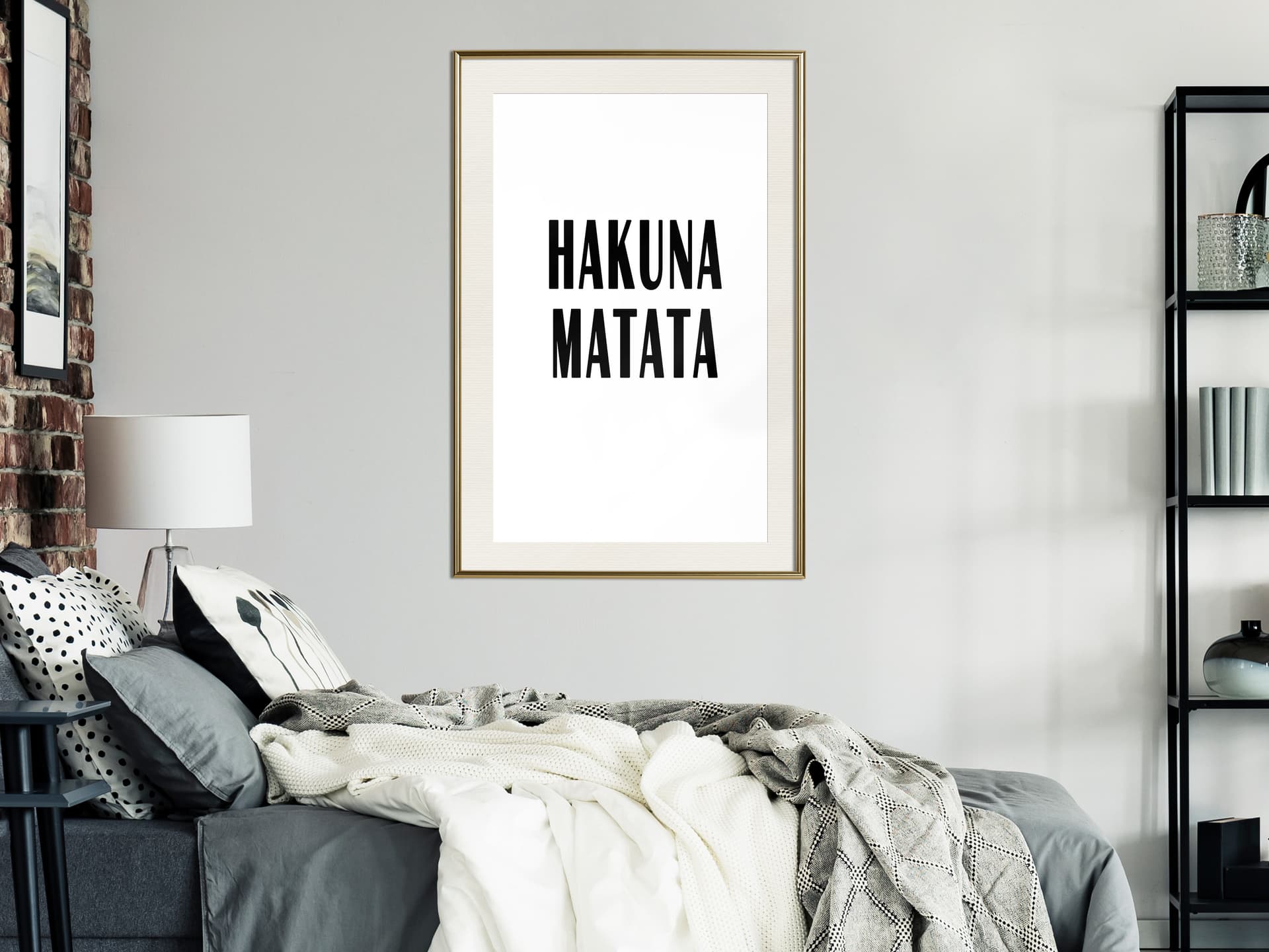 

Plakat - Hakuna Matata (rozmiar 20x30, wykończenie Rama złota z passe-partout)