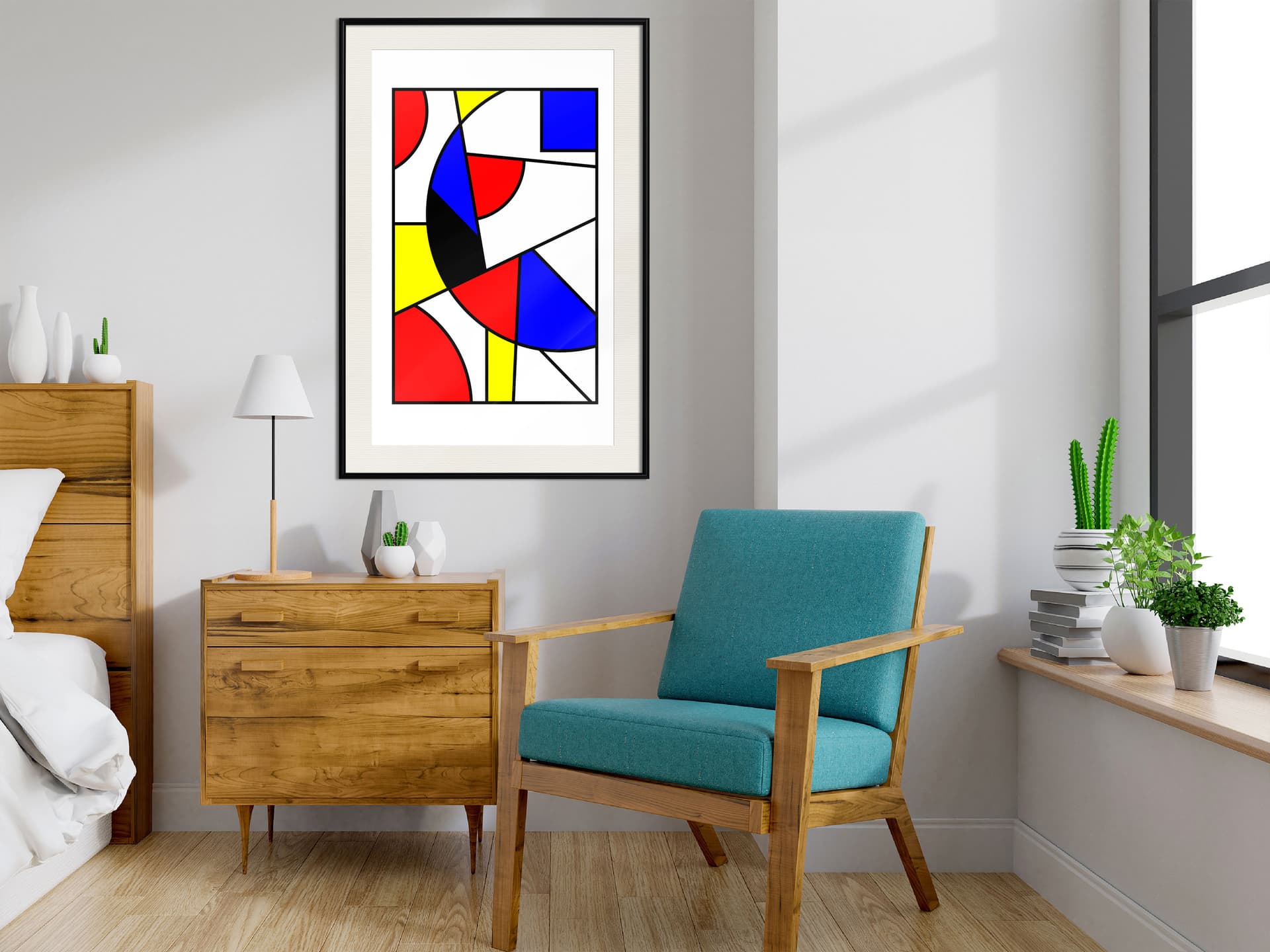 

Plakat - Kompozycja neoplastyczna (rozmiar 20x30, wykończenie Rama czarna z passe-partout)