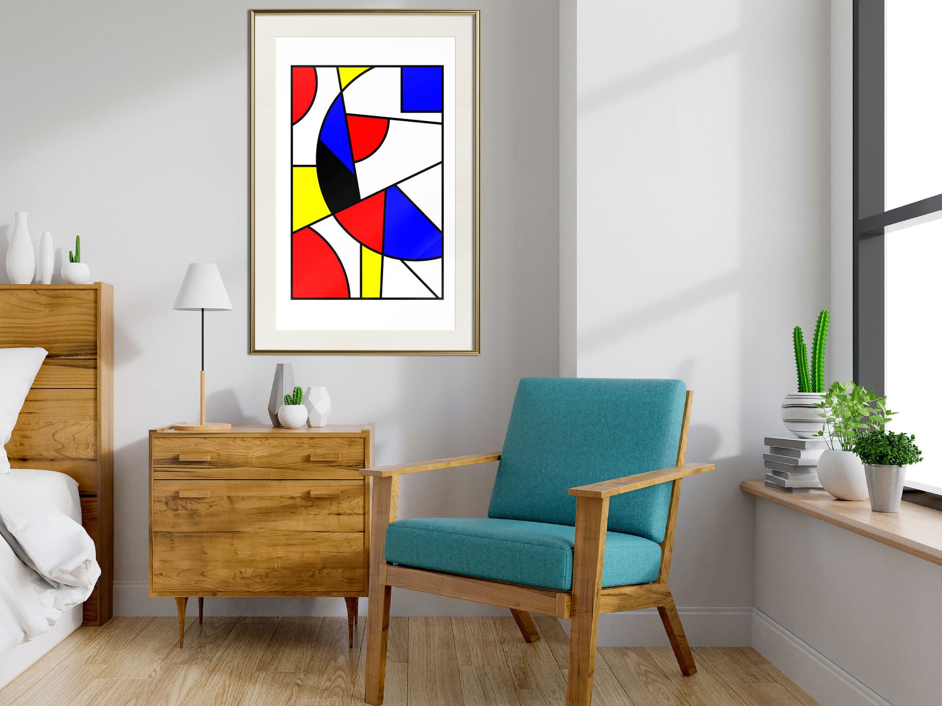 

Plakat - Kompozycja neoplastyczna (rozmiar 20x30, wykończenie Rama złota z passe-partout)