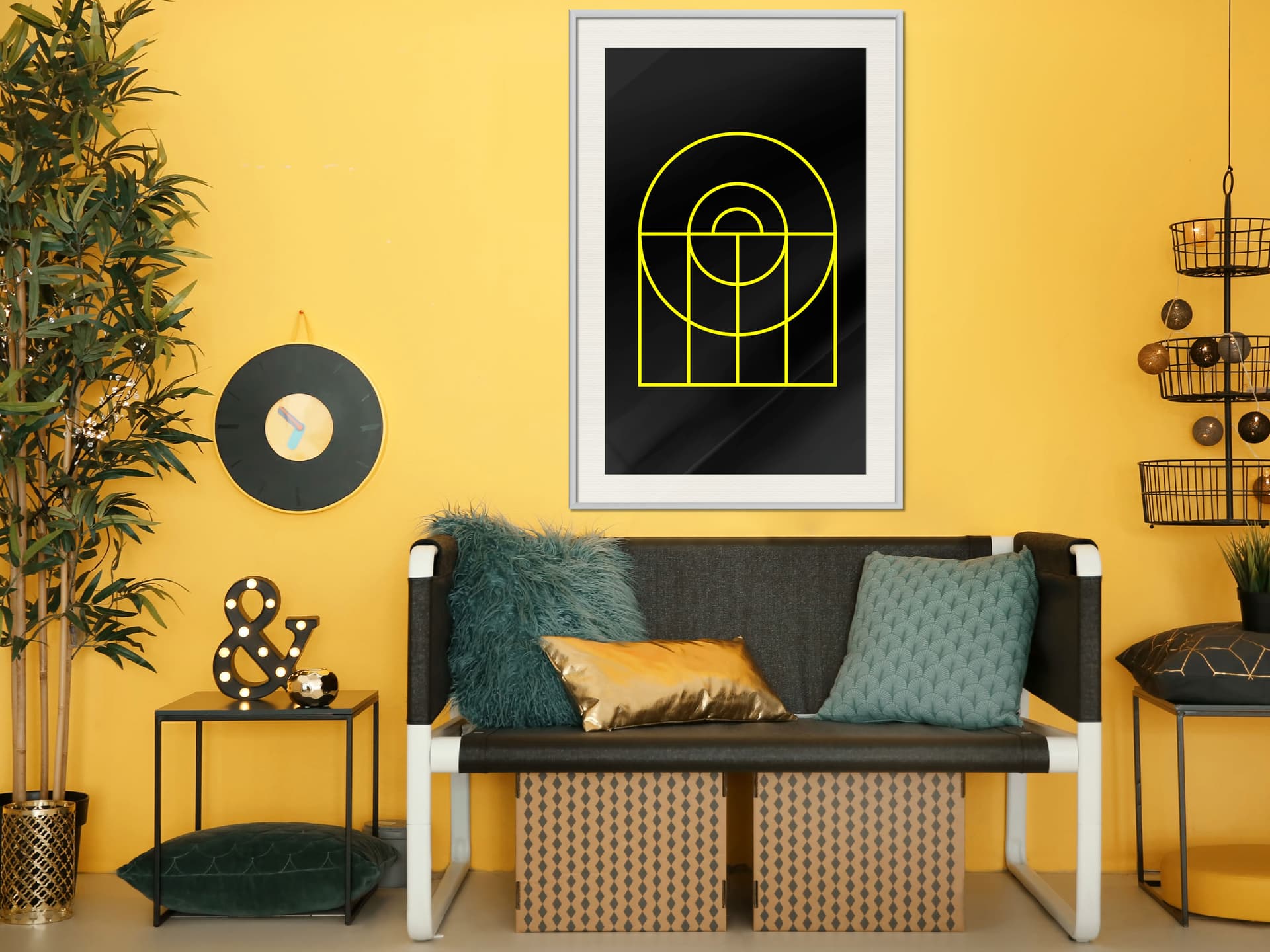 

Plakat - Żółte linie (rozmiar 20x30, wykończenie Rama biała z passe-partout)