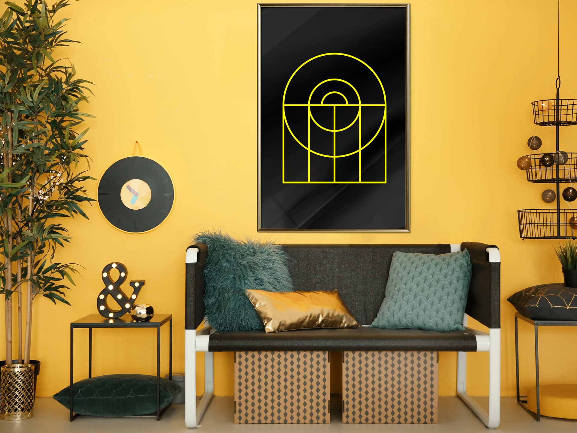 

Plakat - Żółte linie (rozmiar 20x30, wykończenie Rama złota)