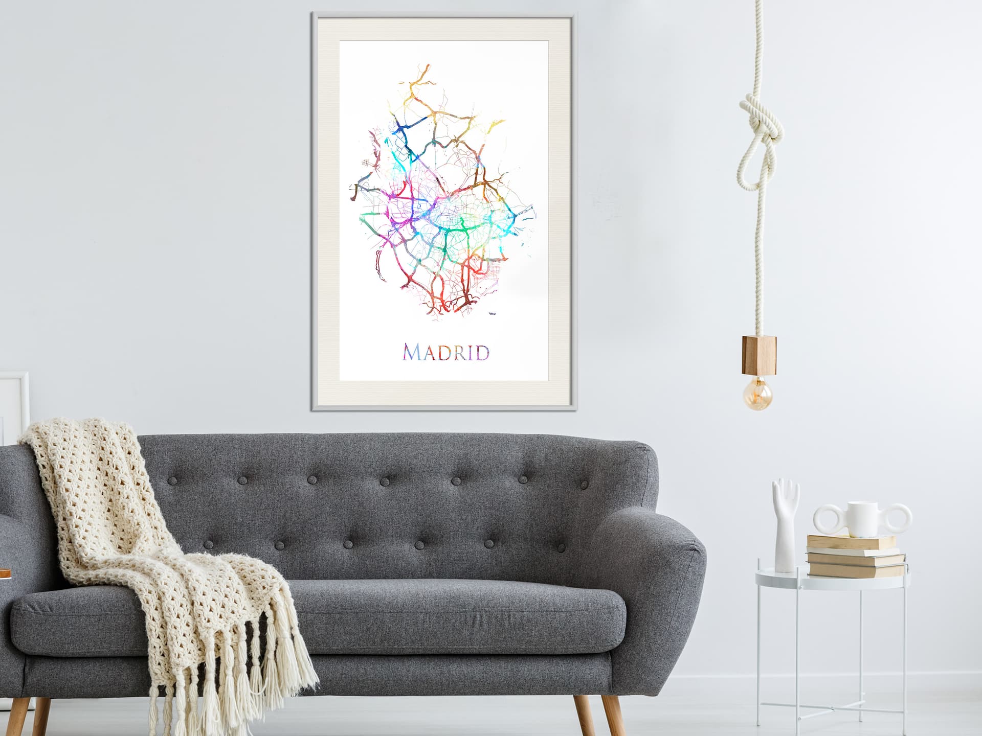 

Plakat - Plan miasta: Madryt (kolorowy) (rozmiar 20x30, wykończenie Rama biała z passe-partout)