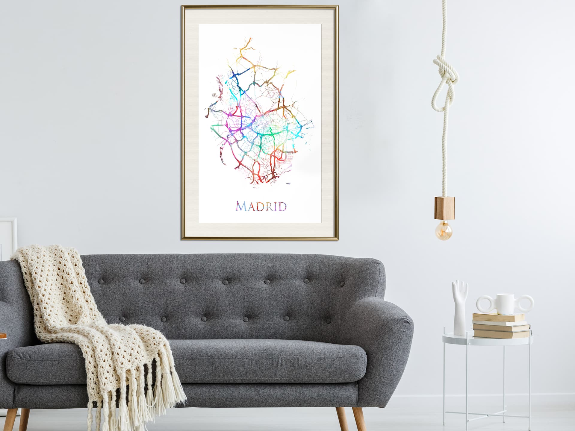 

Plakat - Plan miasta: Madryt (kolorowy) (rozmiar 40x60, wykończenie Rama złota z passe-partout)