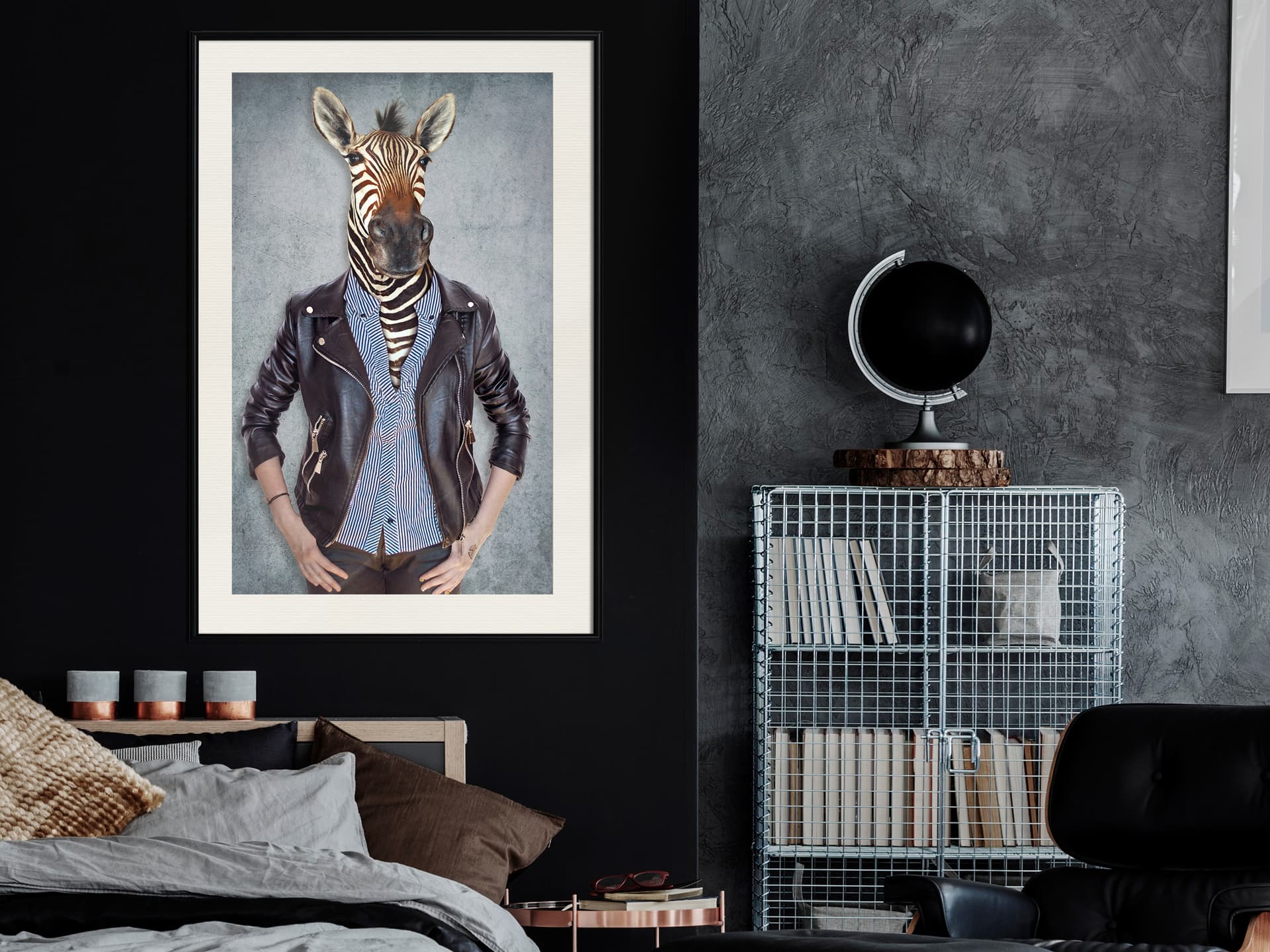 

Plakat - Zwierzęce alter ego: Zebra (rozmiar 20x30, wykończenie Rama czarna z passe-partout)