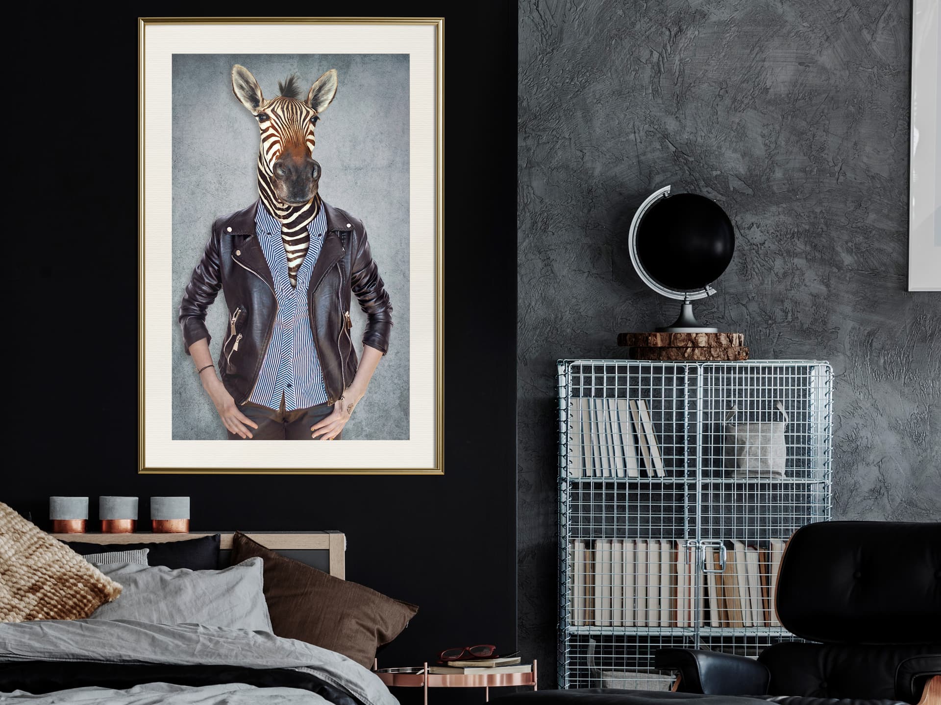 

Plakat - Zwierzęce alter ego: Zebra (rozmiar 40x60, wykończenie Rama złota z passe-partout)
