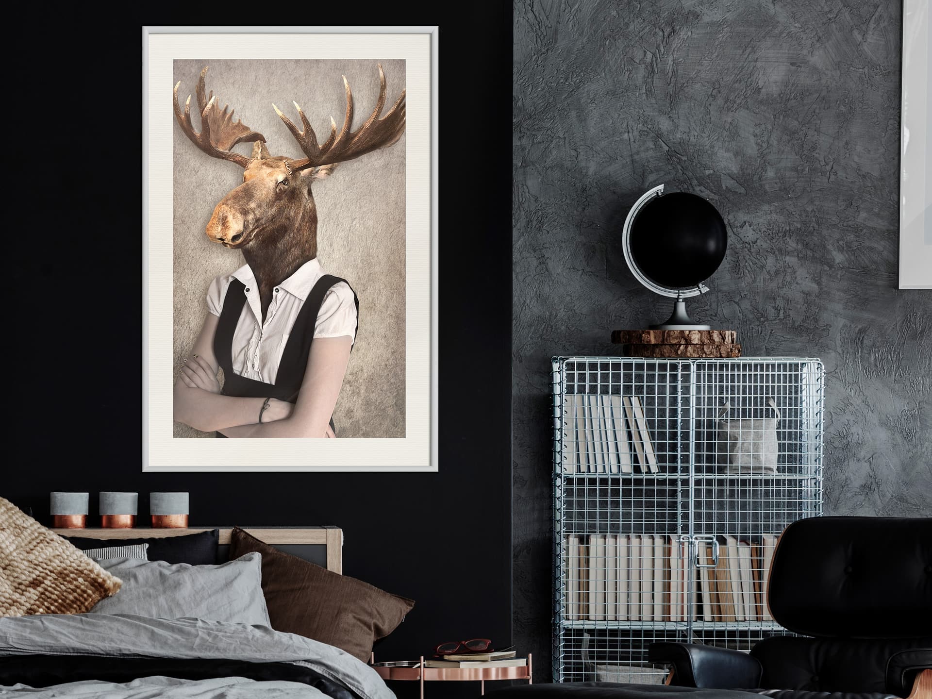 

Plakat - Zwierzęce alter ego: Łoś (rozmiar 40x60, wykończenie Rama biała z passe-partout)
