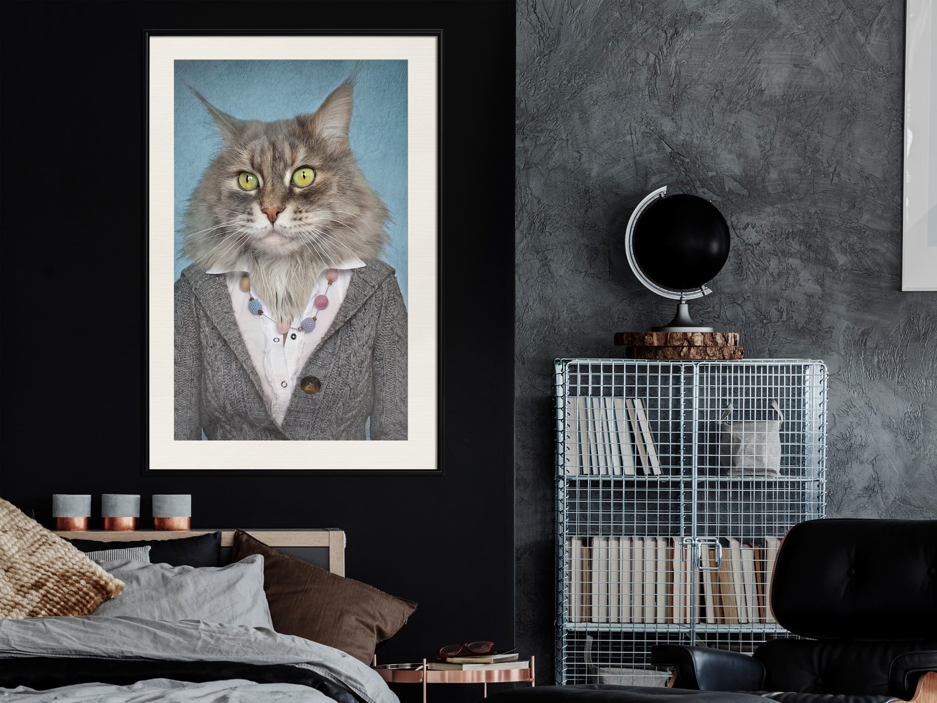 

Plakat - Zwierzęce alter ego: Kot (rozmiar 20x30, wykończenie Rama czarna z passe-partout)