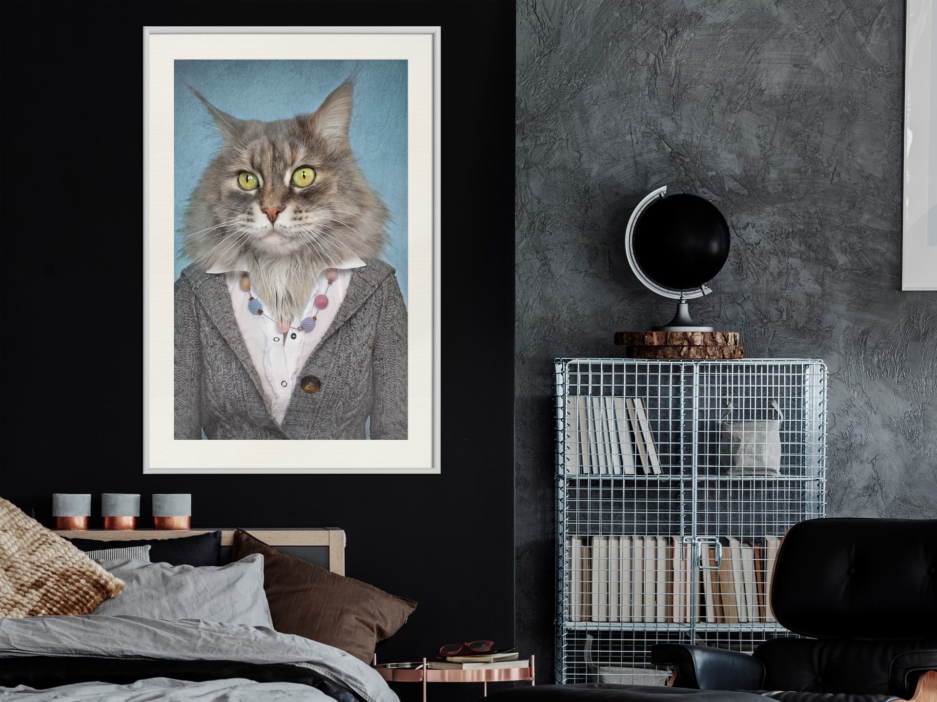 

Plakat - Zwierzęce alter ego: Kot (rozmiar 20x30, wykończenie Rama biała z passe-partout)