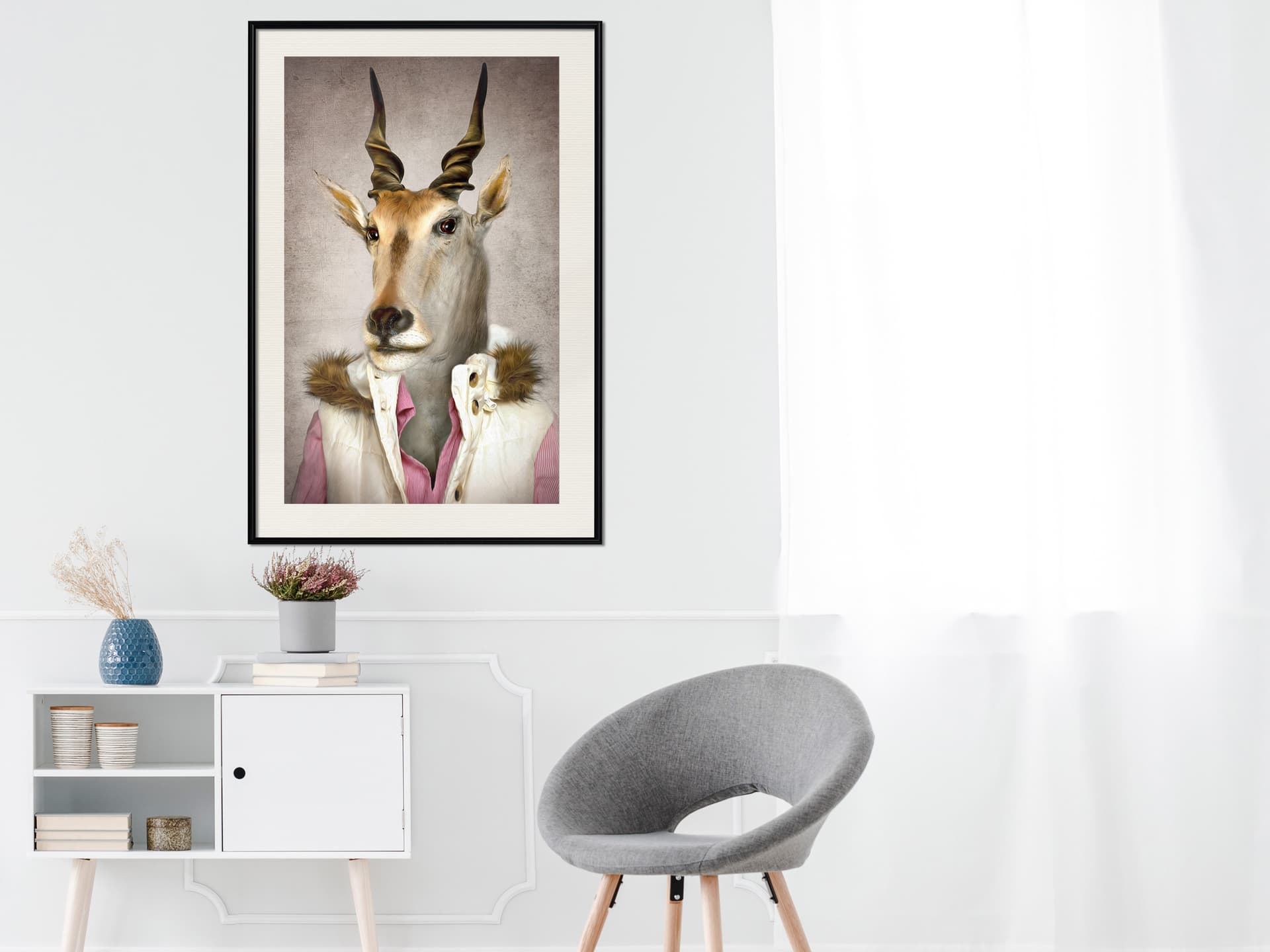 

Plakat - Zwierzęce alter ego: Antylopa (rozmiar 20x30, wykończenie Rama czarna z passe-partout)
