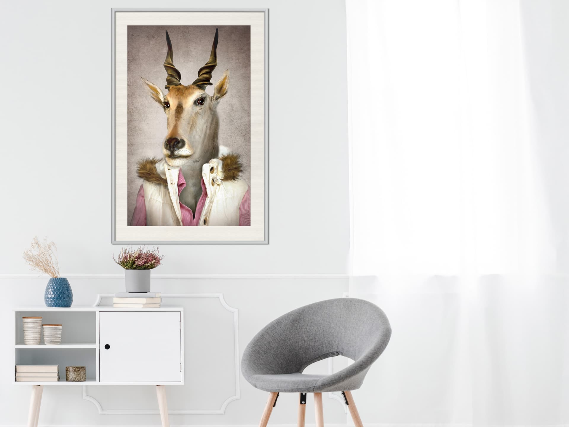 

Plakat - Zwierzęce alter ego: Antylopa (rozmiar 40x60, wykończenie Rama biała z passe-partout)