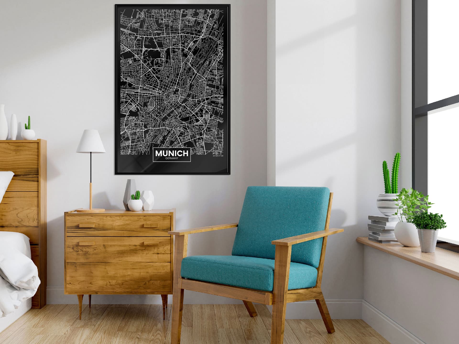 

Plakat - Plan miasta: Monachium (ciemny) (rozmiar 30x45, wykończenie Rama czarna)