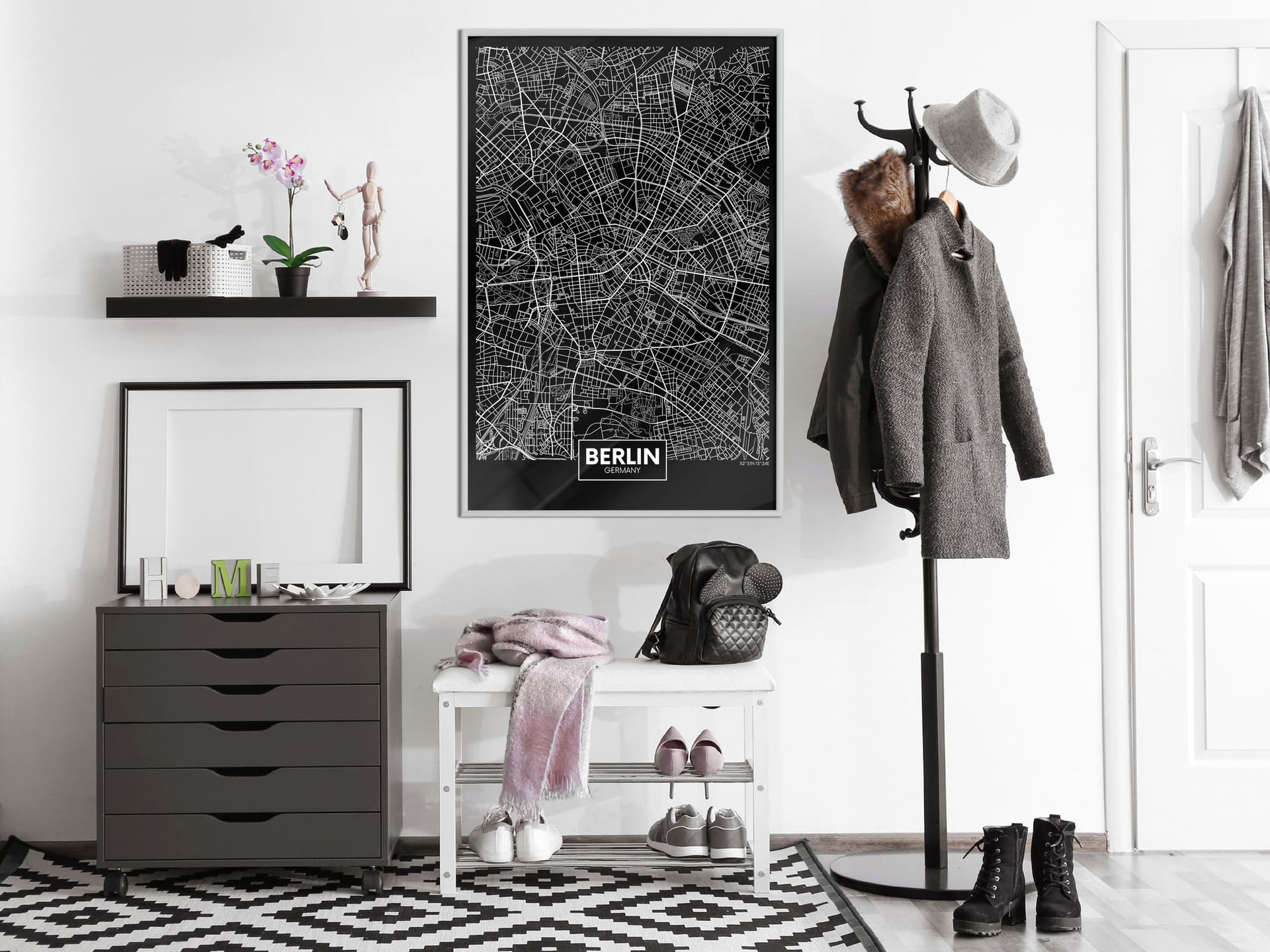 

Plakat - Plan miasta: Berlin (ciemny) (rozmiar 20x30, wykończenie Rama biała)