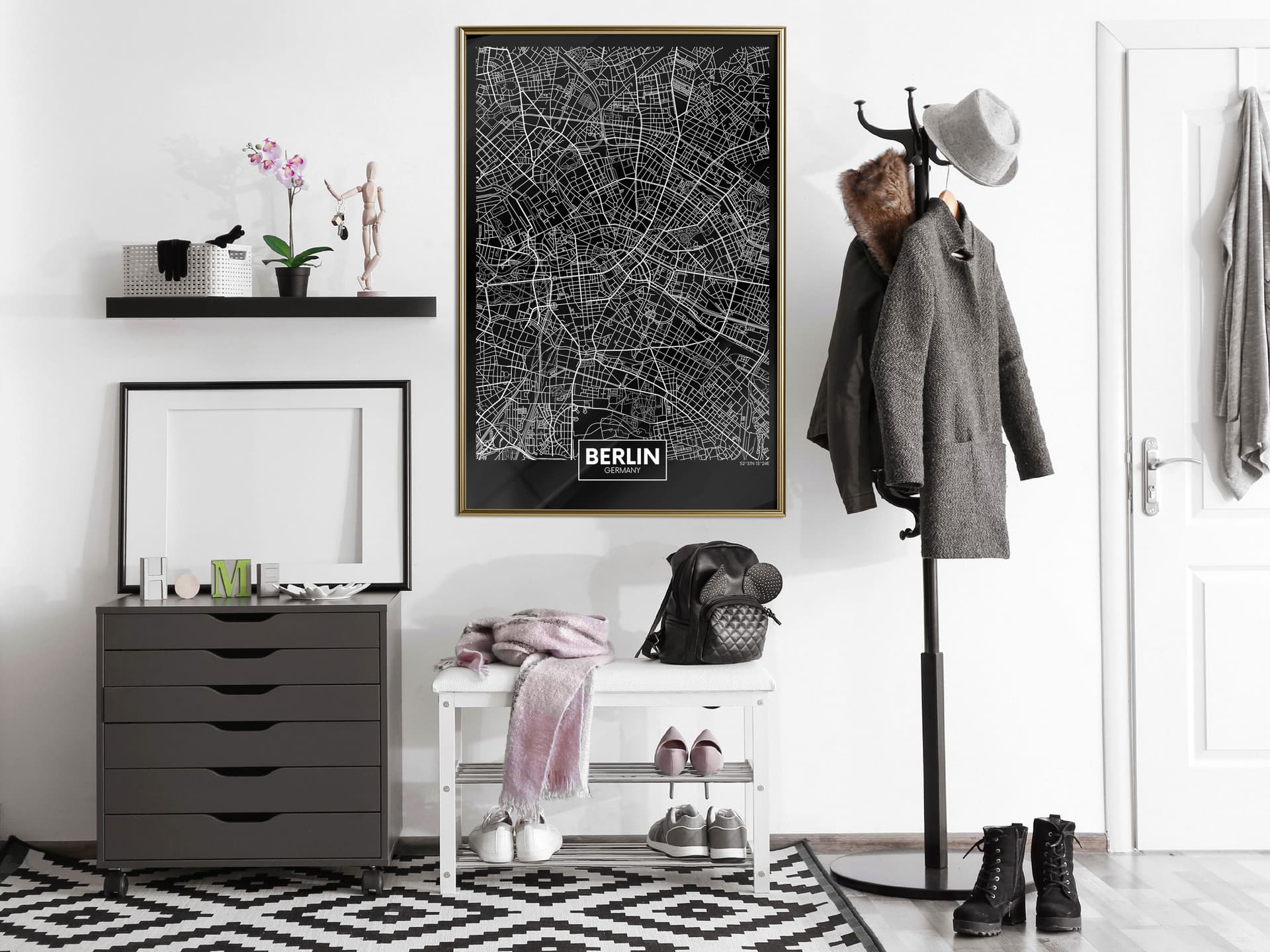 

Plakat - Plan miasta: Berlin (ciemny) (rozmiar 20x30, wykończenie Rama złota)
