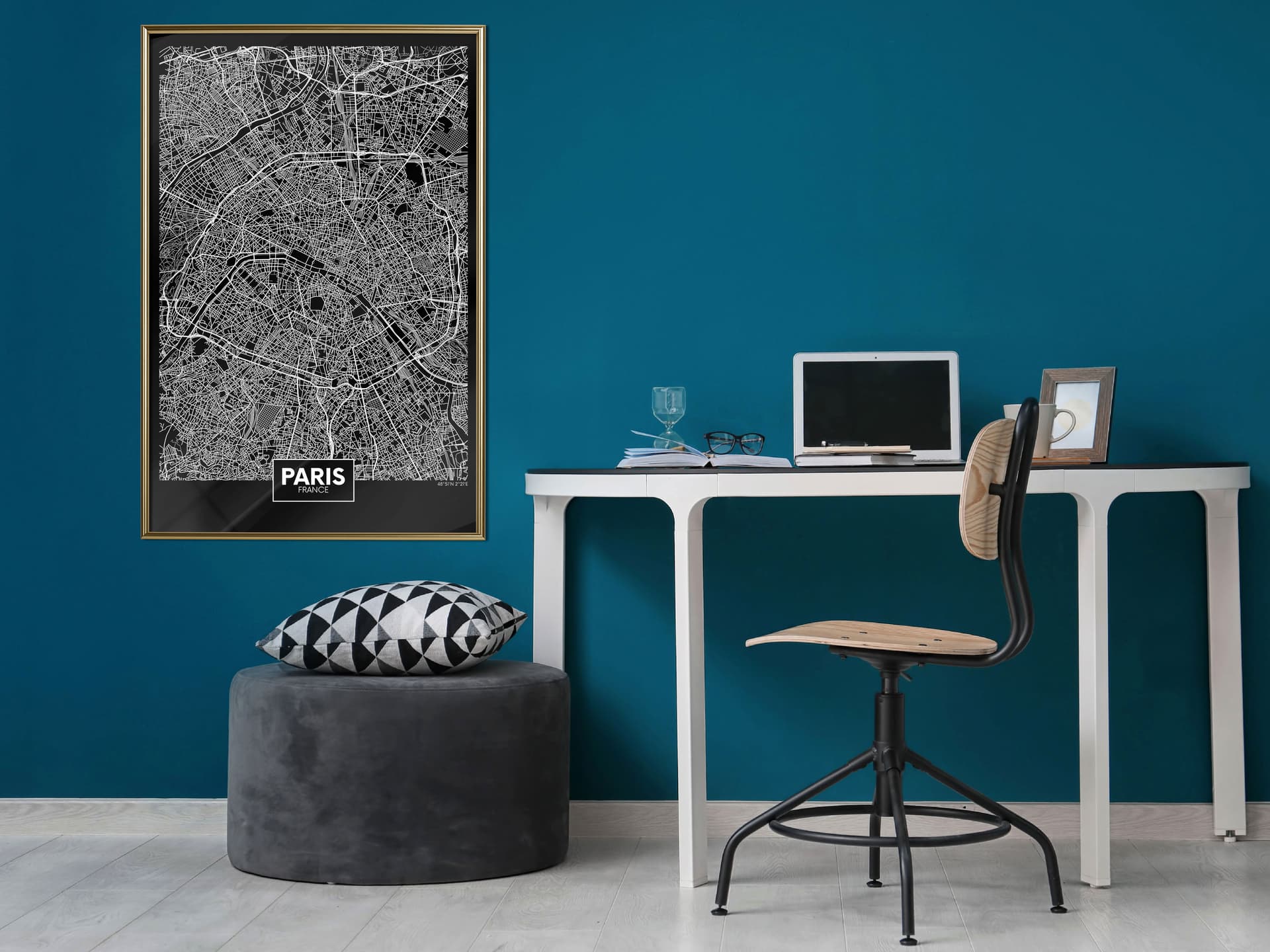 

Plakat - Plan miasta: Paryż (ciemny) (rozmiar 30x45, wykończenie Rama złota)