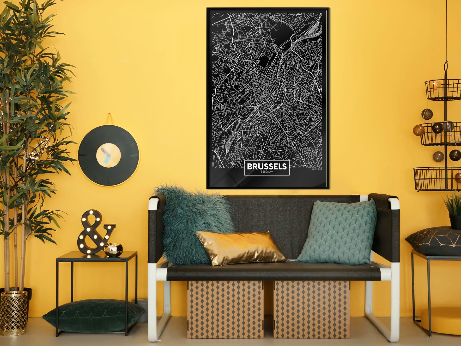 

Plakat - Plan miasta: Bruksela (ciemny) (rozmiar 30x45, wykończenie Rama czarna)