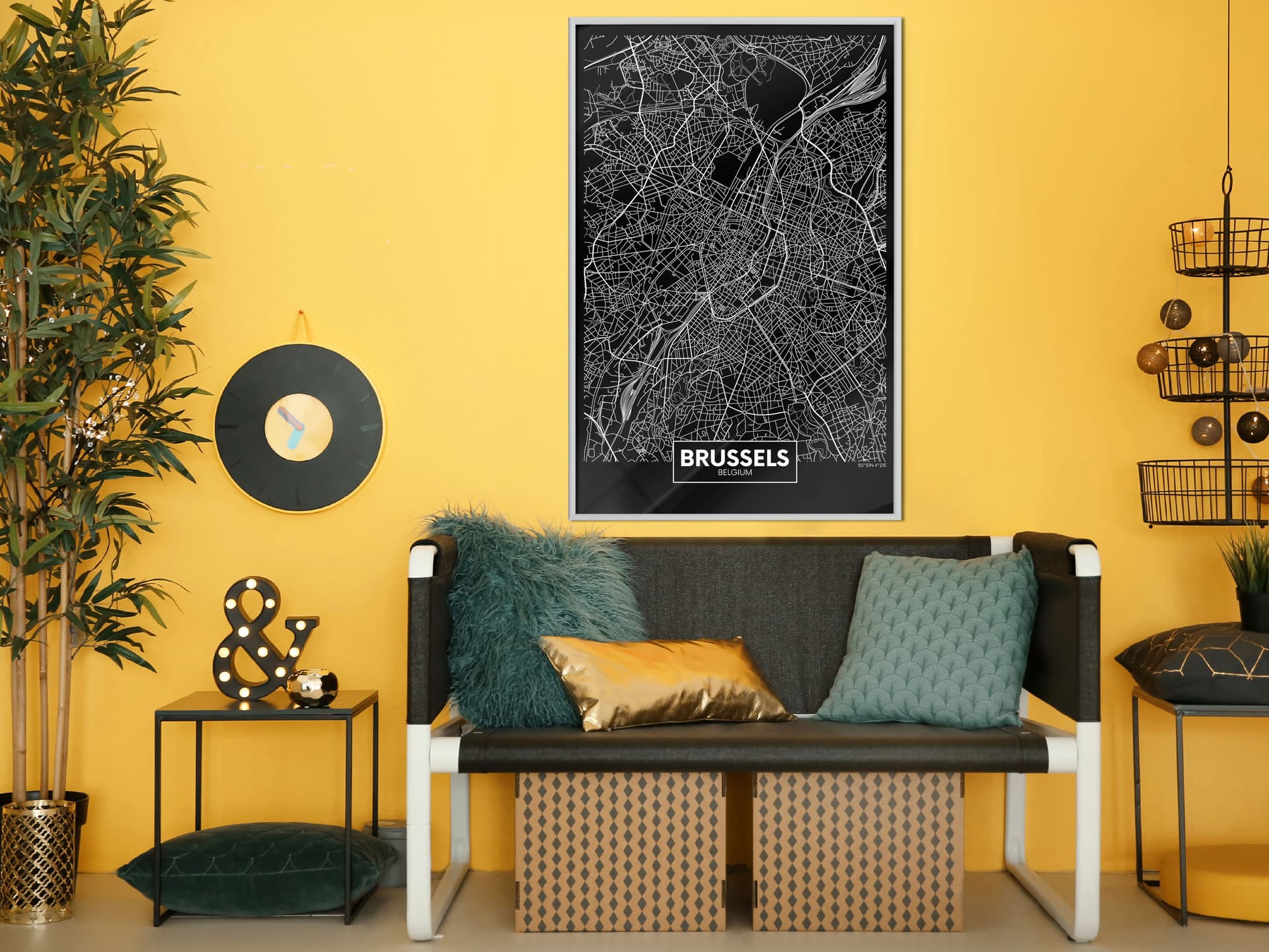 

Plakat - Plan miasta: Bruksela (ciemny) (rozmiar 20x30, wykończenie Rama biała)