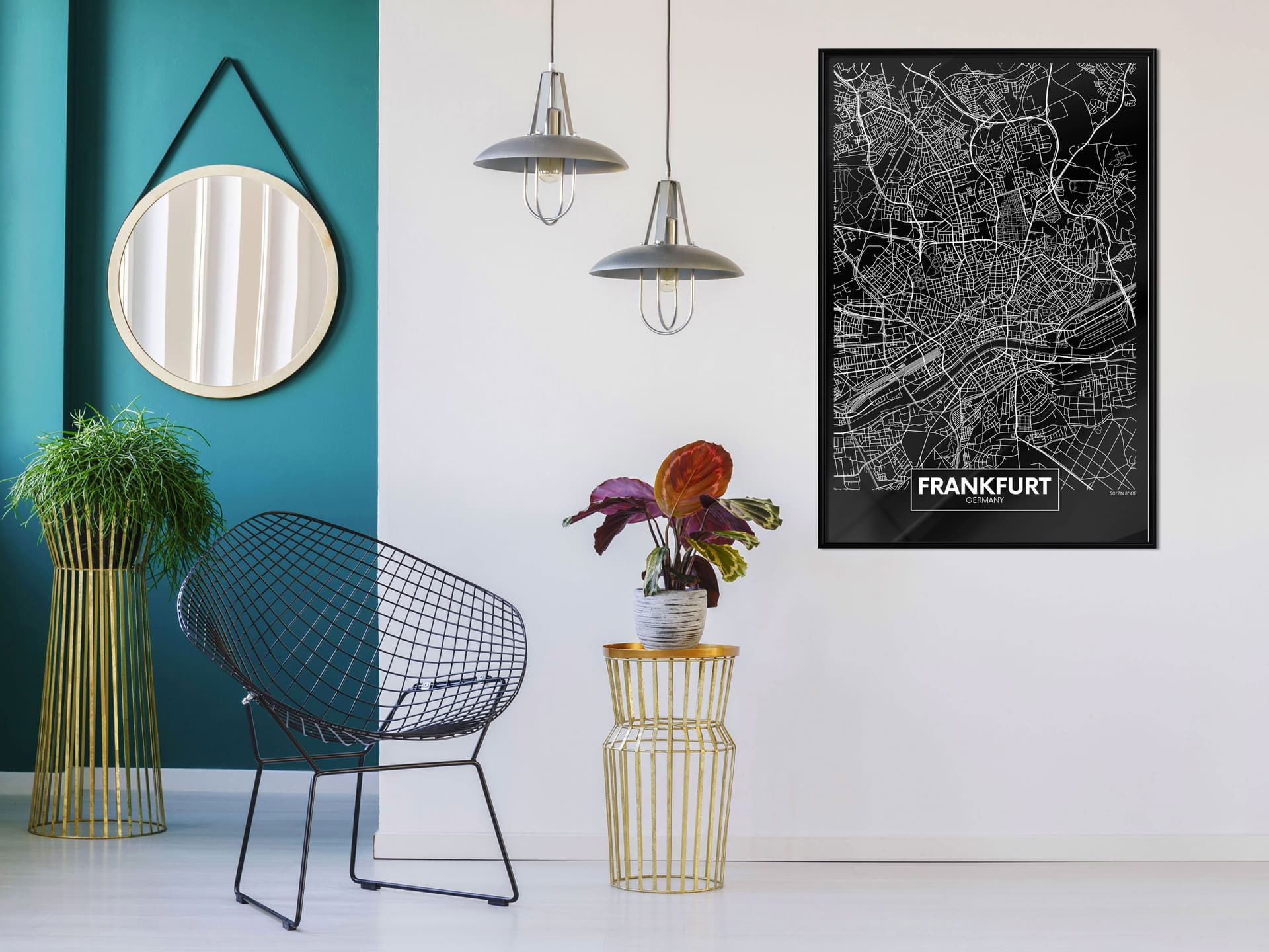 

Plakat - Plan miasta: Frankfurt (ciemny) (rozmiar 40x60, wykończenie Rama czarna)