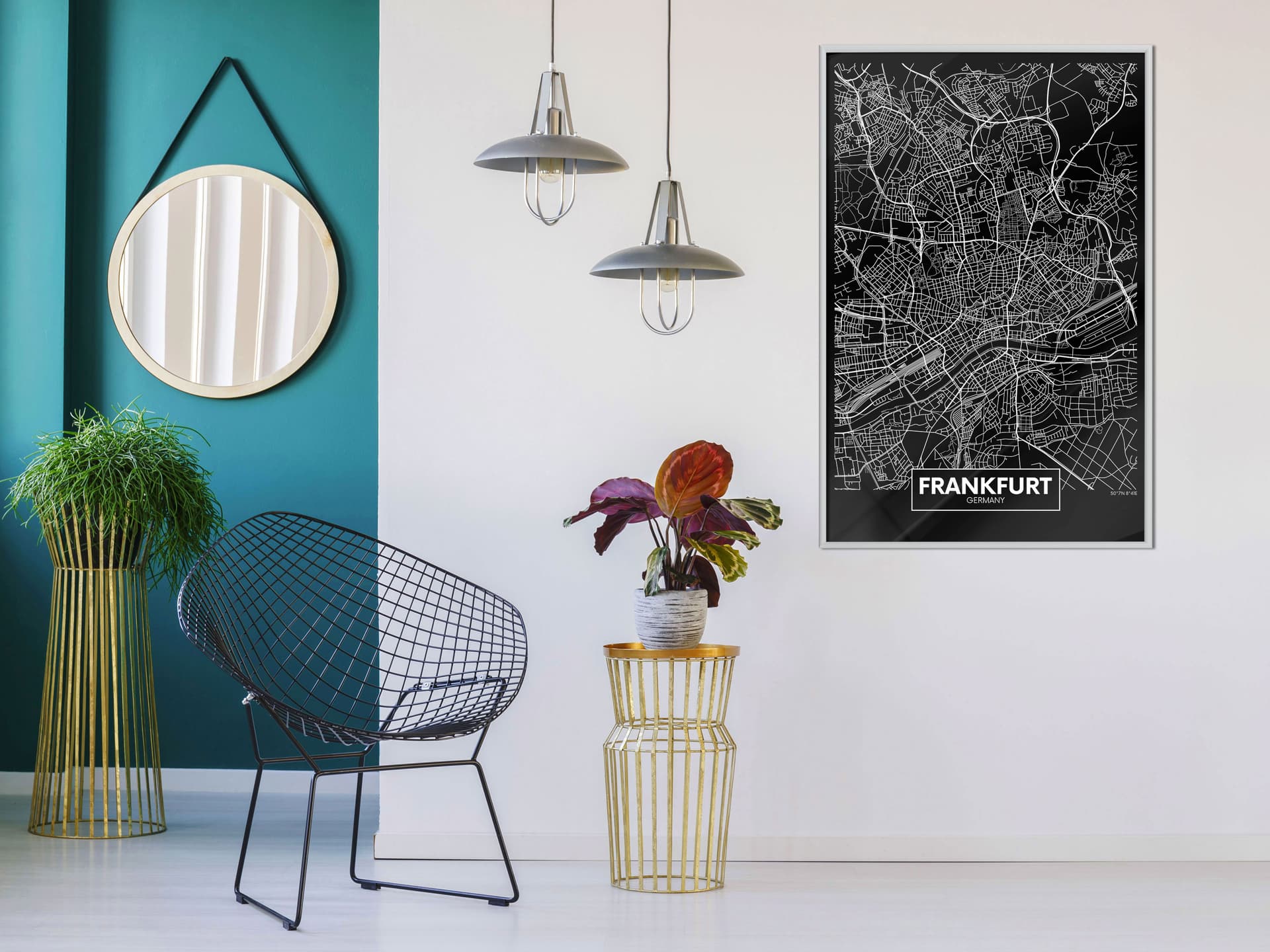 

Plakat - Plan miasta: Frankfurt (ciemny) (rozmiar 30x45, wykończenie Rama biała)