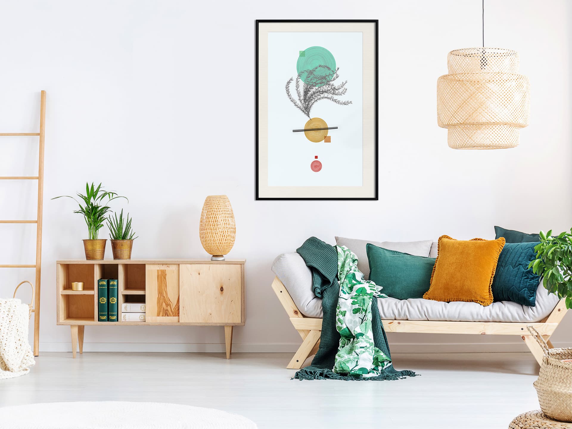 

Plakat - Geometryczna instalacja z rośliną (rozmiar 20x30, wykończenie Rama czarna z passe-partout)