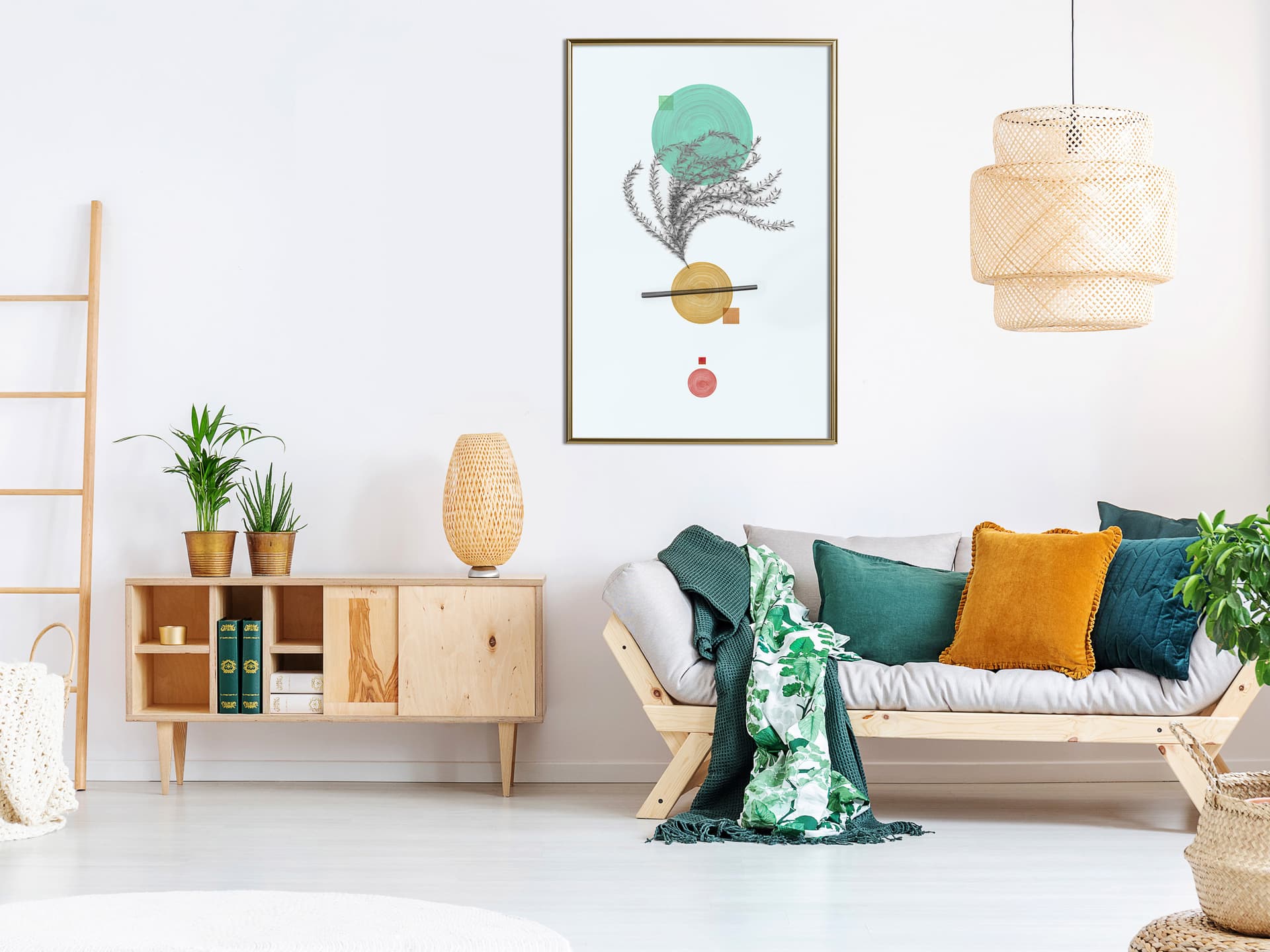 

Plakat - Geometryczna instalacja z rośliną (rozmiar 20x30, wykończenie Rama złota)