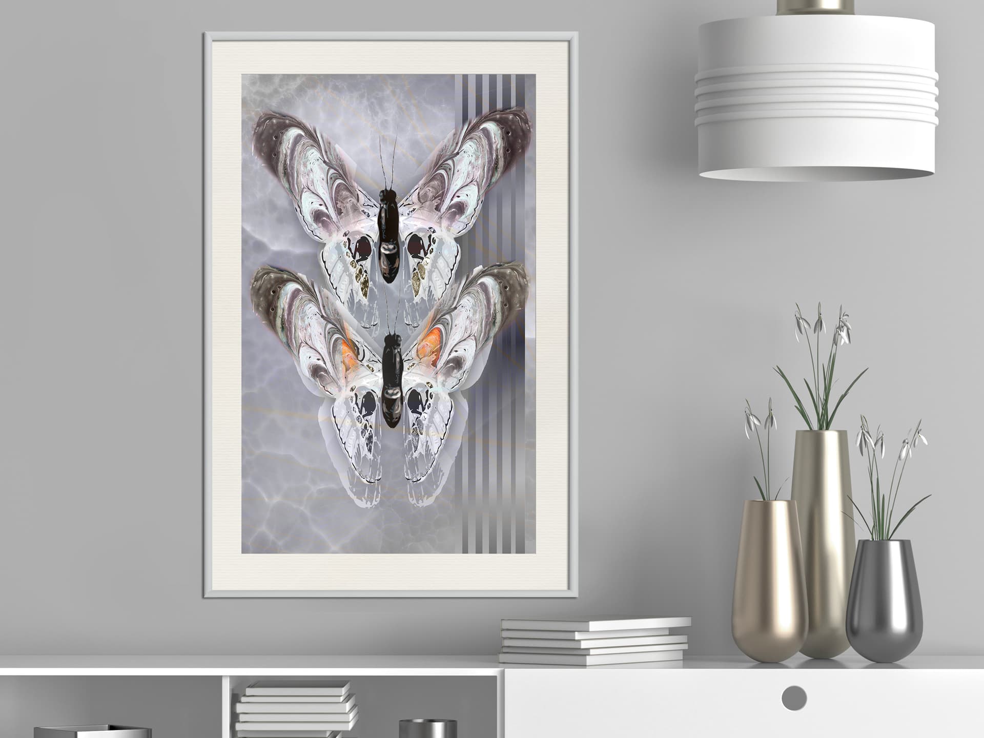 

Plakat - Dwie ćmy (rozmiar 20x30, wykończenie Rama biała z passe-partout)