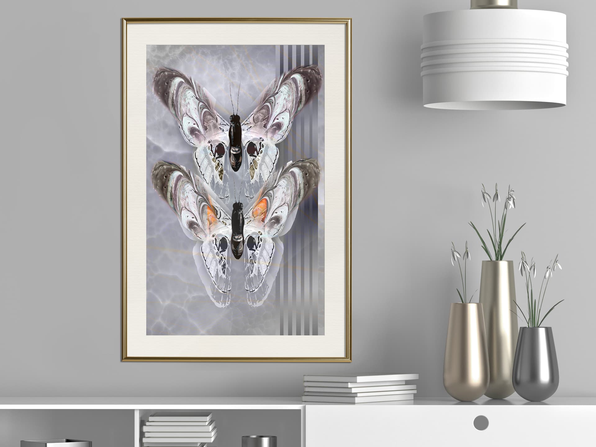 

Plakat - Dwie ćmy (rozmiar 20x30, wykończenie Rama złota z passe-partout)