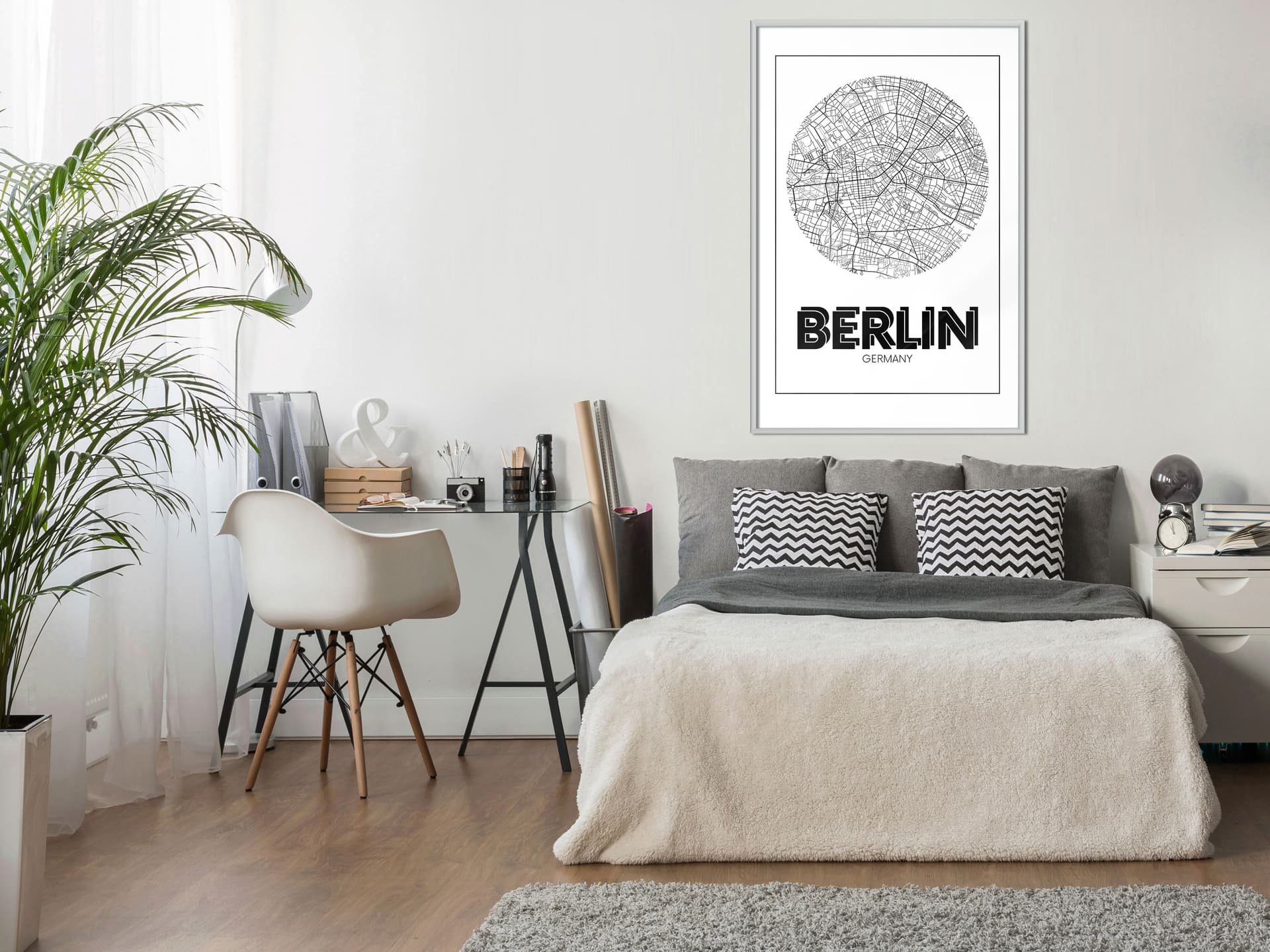 

Plakat - Plan miasta: Berlin (okrągły) (rozmiar 30x45, wykończenie Rama biała)