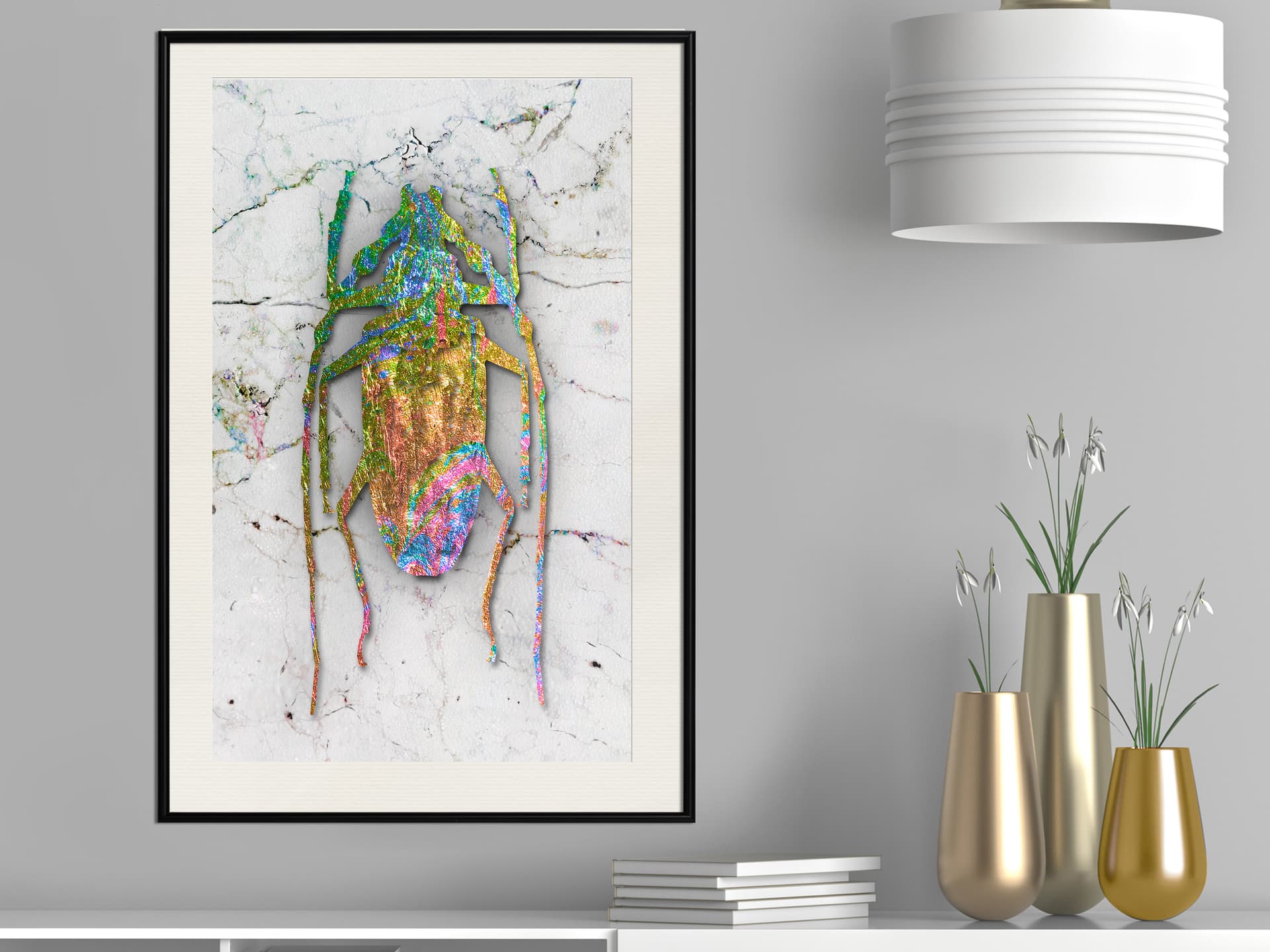 

Plakat - Opalizujący insekt (rozmiar 20x30, wykończenie Rama czarna z passe-partout)