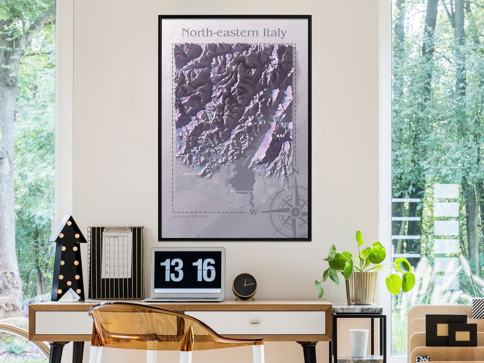 

Plakat - Mapa reliefowa: Północno-wschodnie Włochy (rozmiar 20x30, wykończenie Rama czarna)