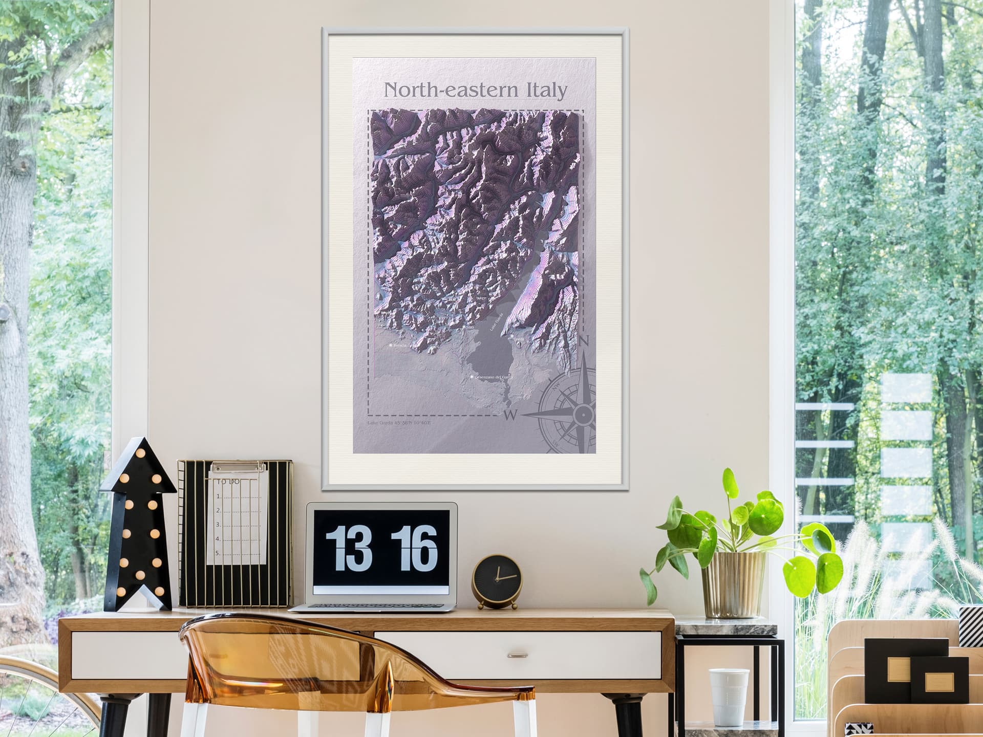 

Plakat - Mapa reliefowa: Północno-wschodnie Włochy (rozmiar 40x60, wykończenie Rama biała z passe-partout)