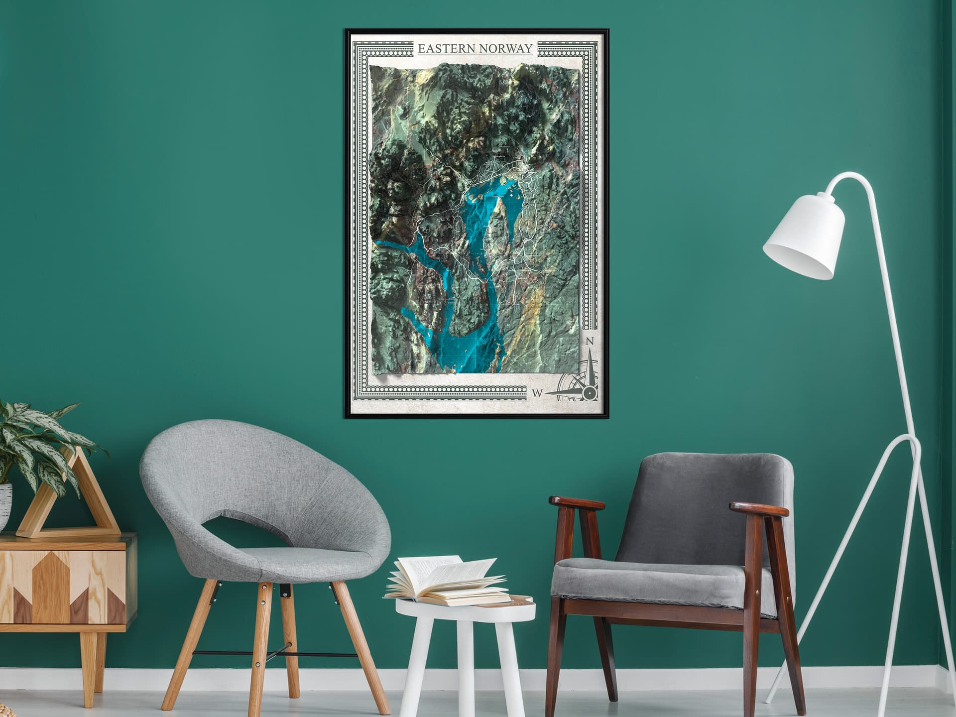 

Plakat - Mapa reliefowa: Wschodnia Norwegia (rozmiar 30x45, wykończenie Rama czarna)