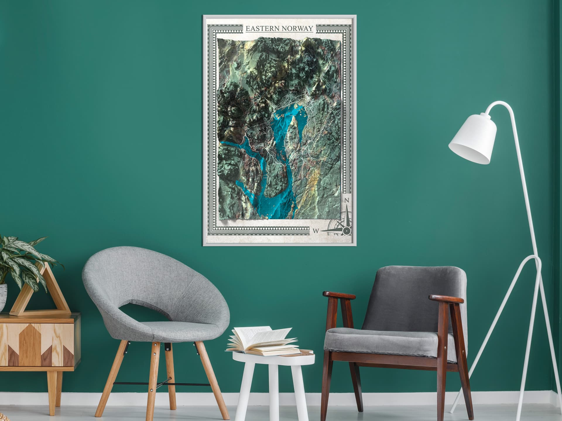 

Plakat - Mapa reliefowa: Wschodnia Norwegia (rozmiar 20x30, wykończenie Rama biała)