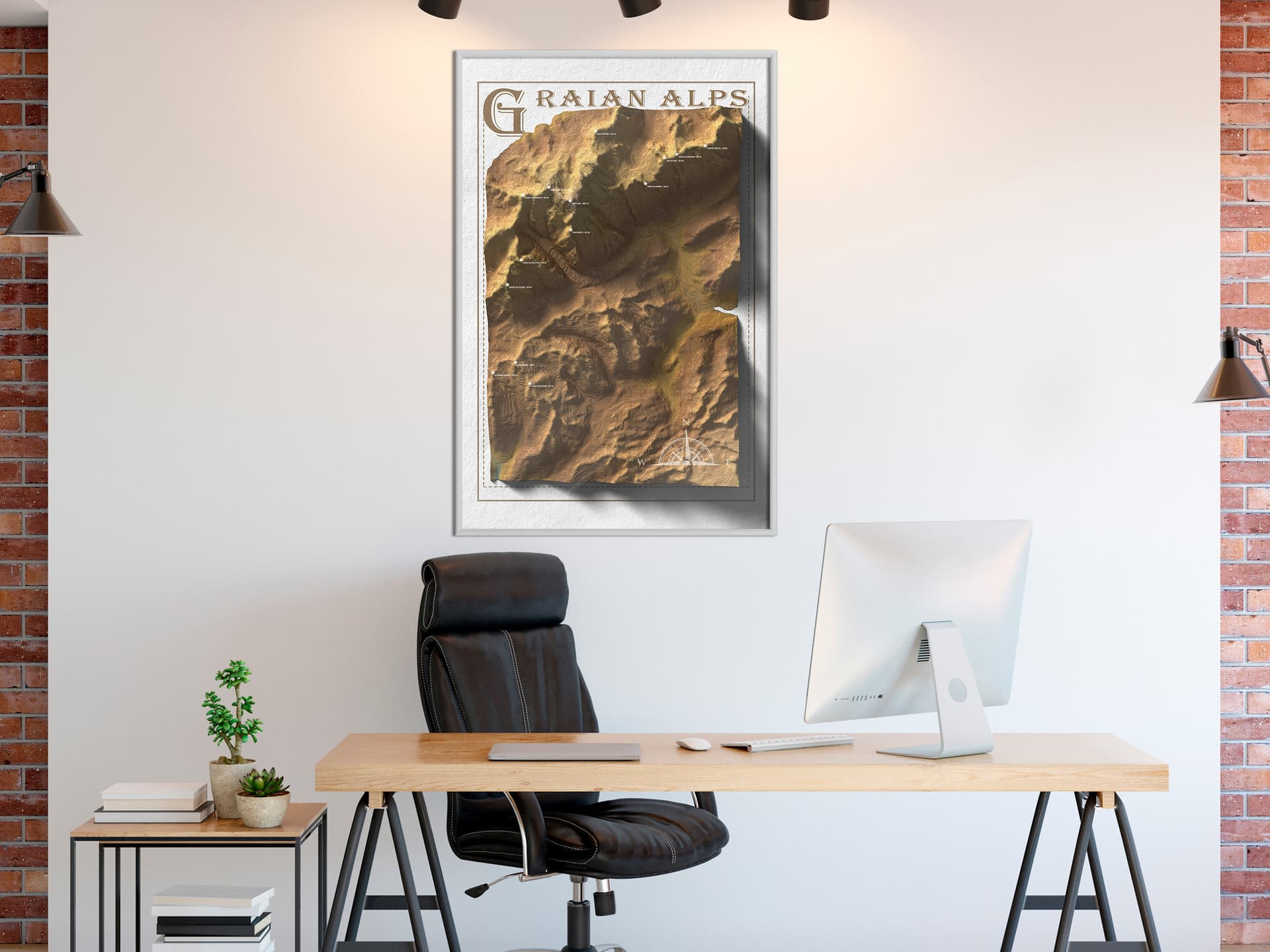 

Plakat - Mapa reliefowa: Alpy Graickie (rozmiar 30x45, wykończenie Rama biała)