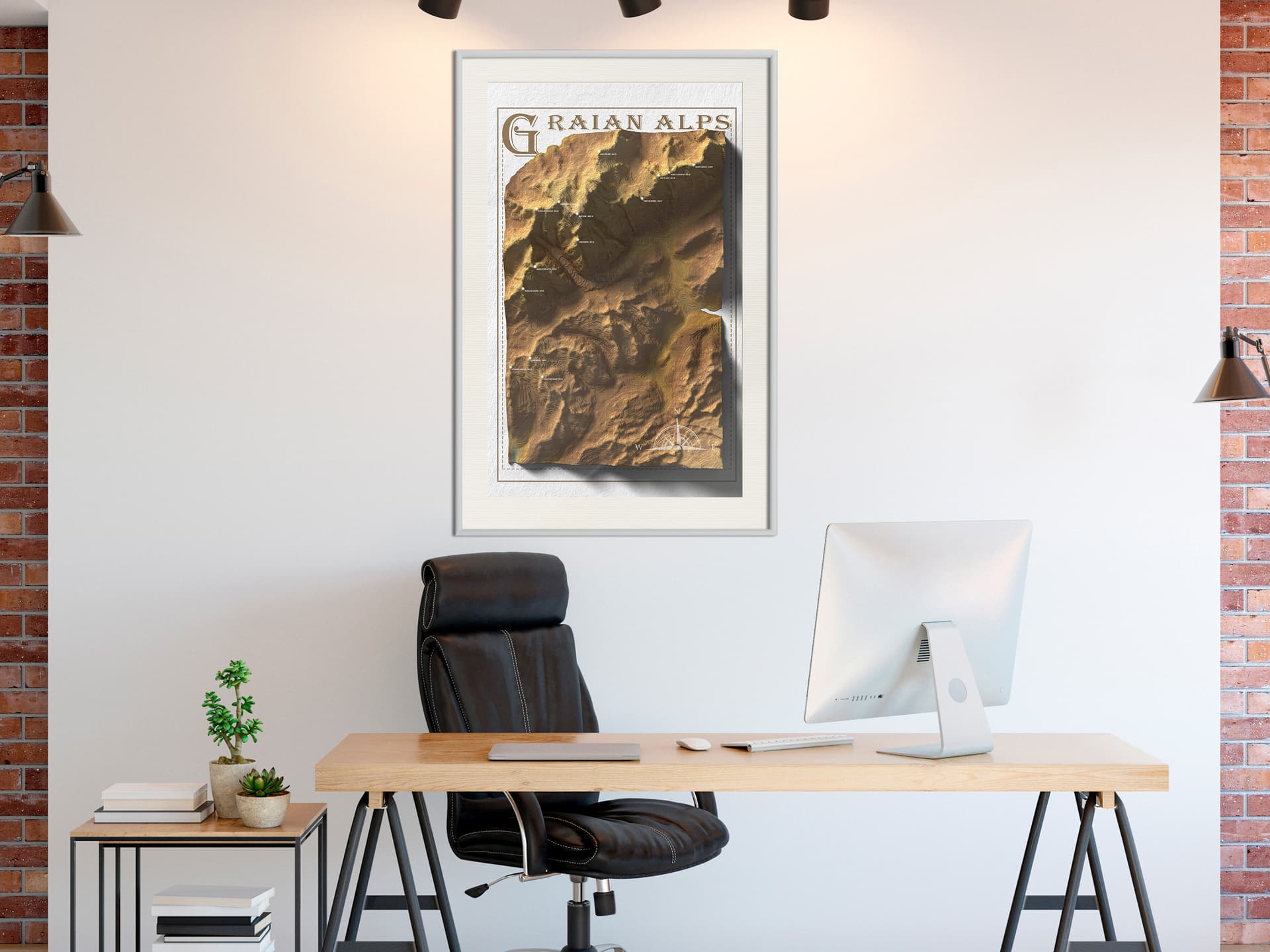 

Plakat - Mapa reliefowa: Alpy Graickie (rozmiar 30x45, wykończenie Rama biała z passe-partout)