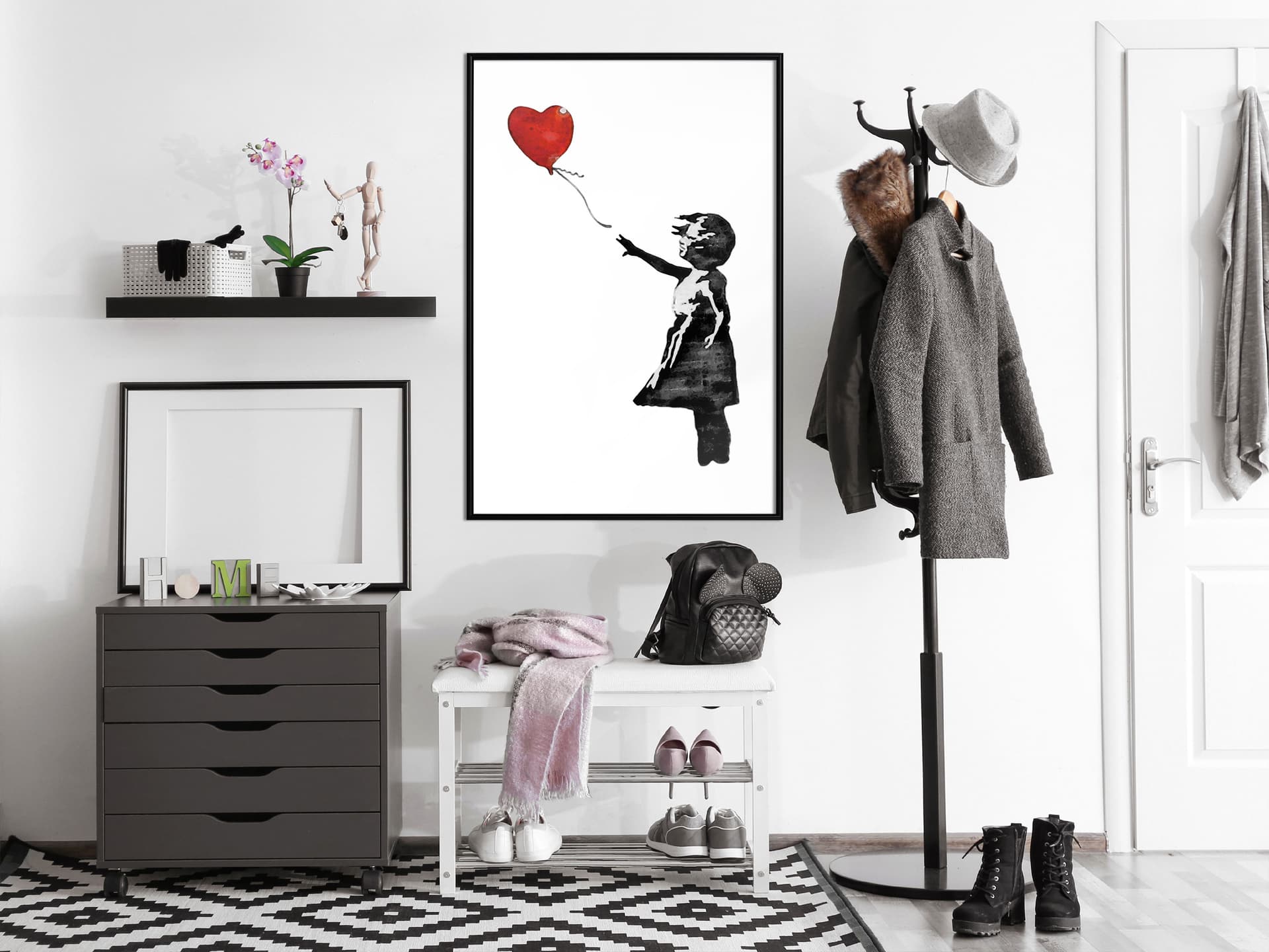 

Plakat - Banksy: Girl with Balloon II (rozmiar 20x30, wykończenie Rama czarna)