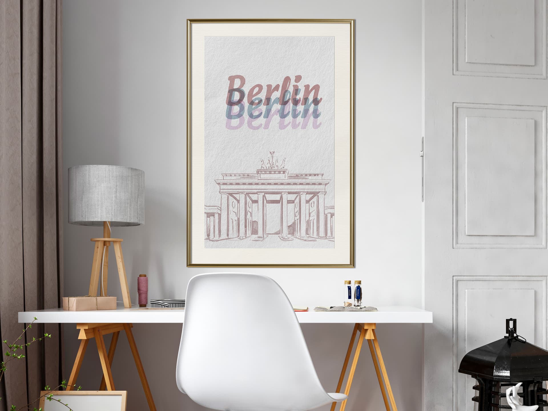 

Plakat - Pastelowy Berlin (rozmiar 40x60, wykończenie Rama złota z passe-partout)