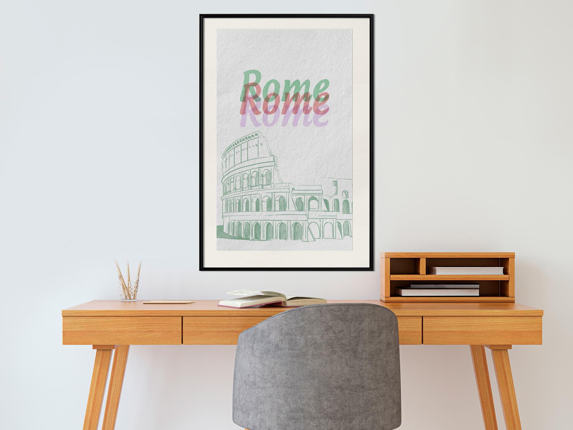 

Plakat - Pastelowy Rzym (rozmiar 40x60, wykończenie Rama czarna z passe-partout)