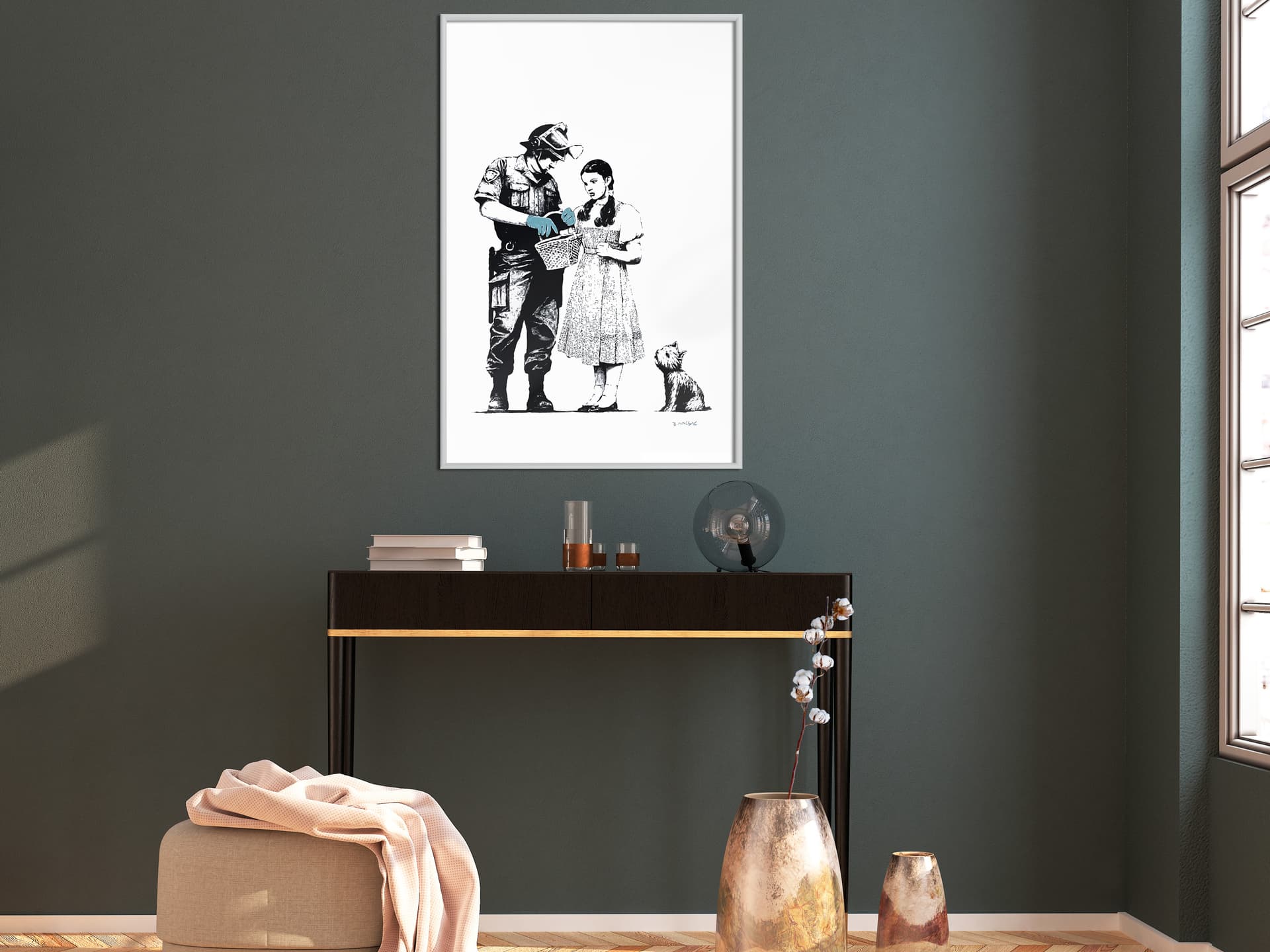 

Plakat - Banksy: Stop and Search (rozmiar 40x60, wykończenie Rama biała)
