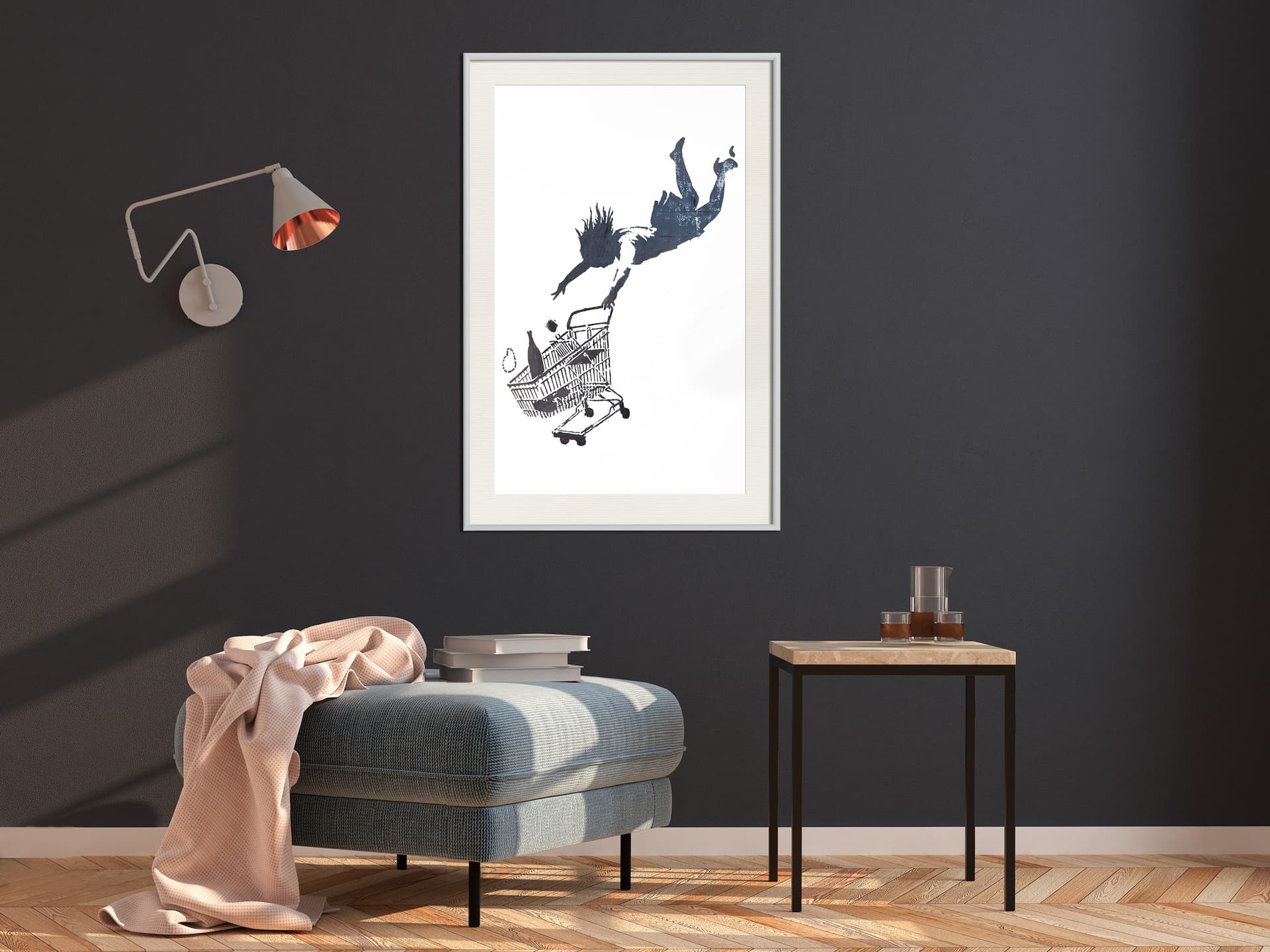 

Plakat - Banksy: Shop Until You Drop (rozmiar 30x45, wykończenie Rama biała z passe-partout)